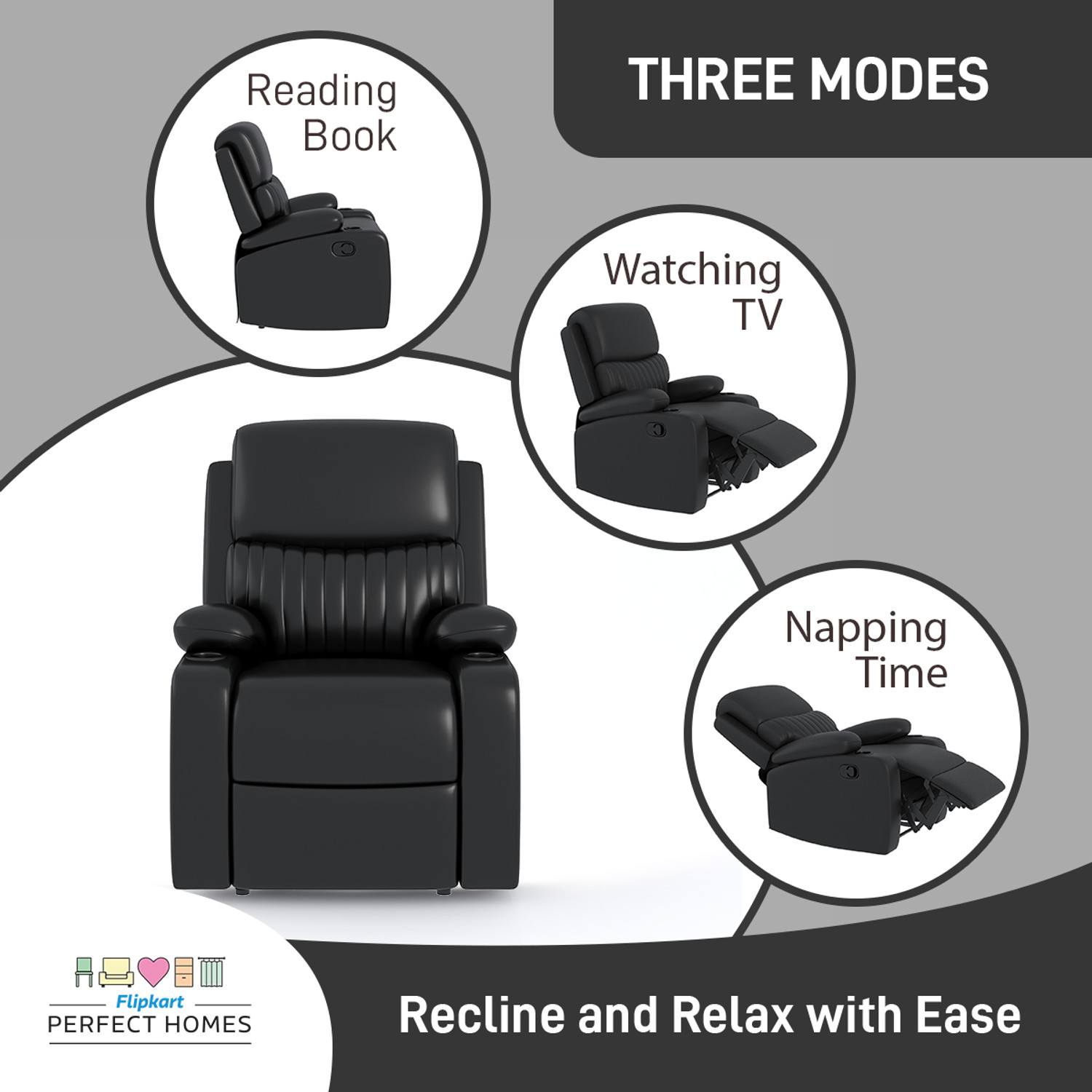 Image of Flipkart Perfect Homes Leatherette Manual Recliner