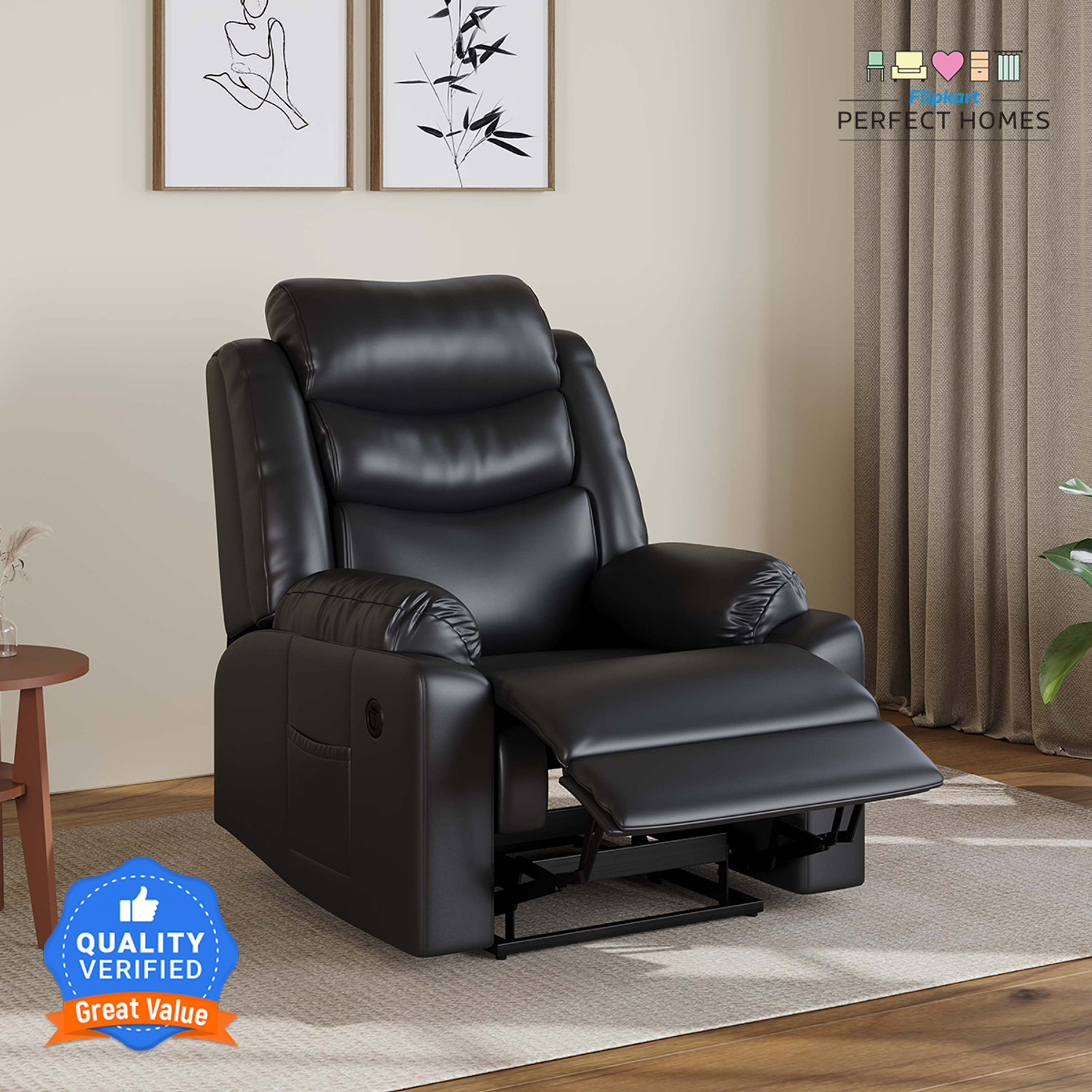 Image of Flipkart Perfect Homes Leatherette Manual Swivel & Rocker Recliner