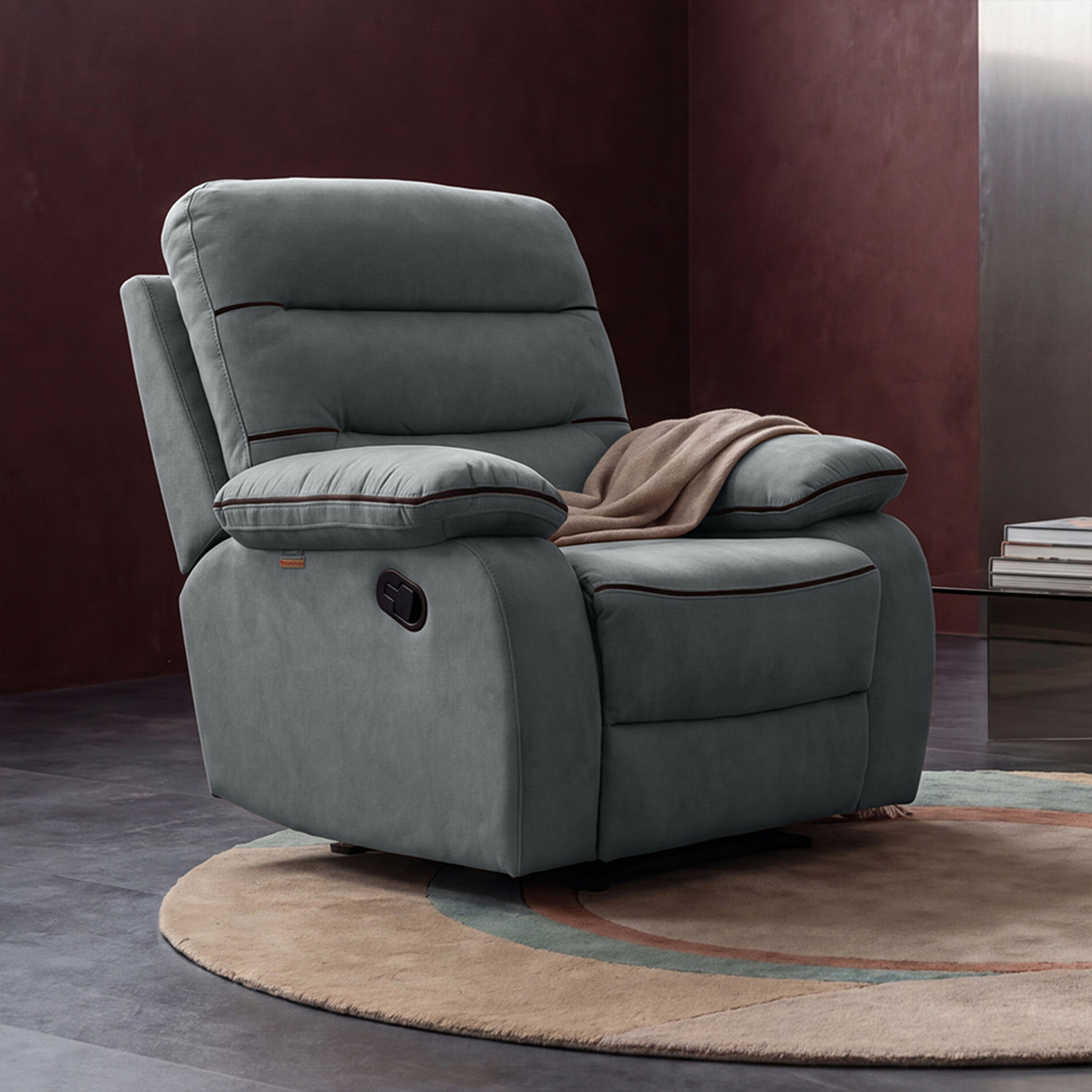 Image of Duroflex Avalon Grande - 3 Recline Modes with 3-Zone Back Support Fabric Manual Recliner