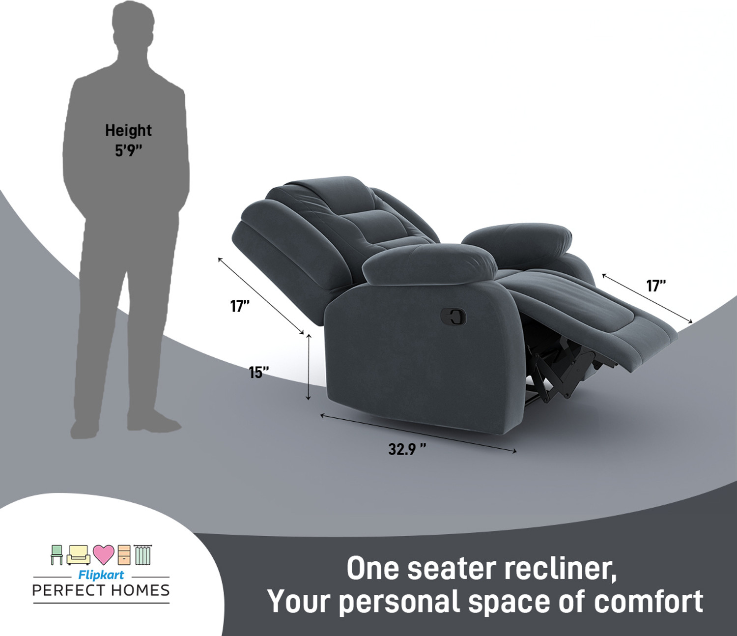 Image of Flipkart Perfect Homes Fabric Manual Recliner