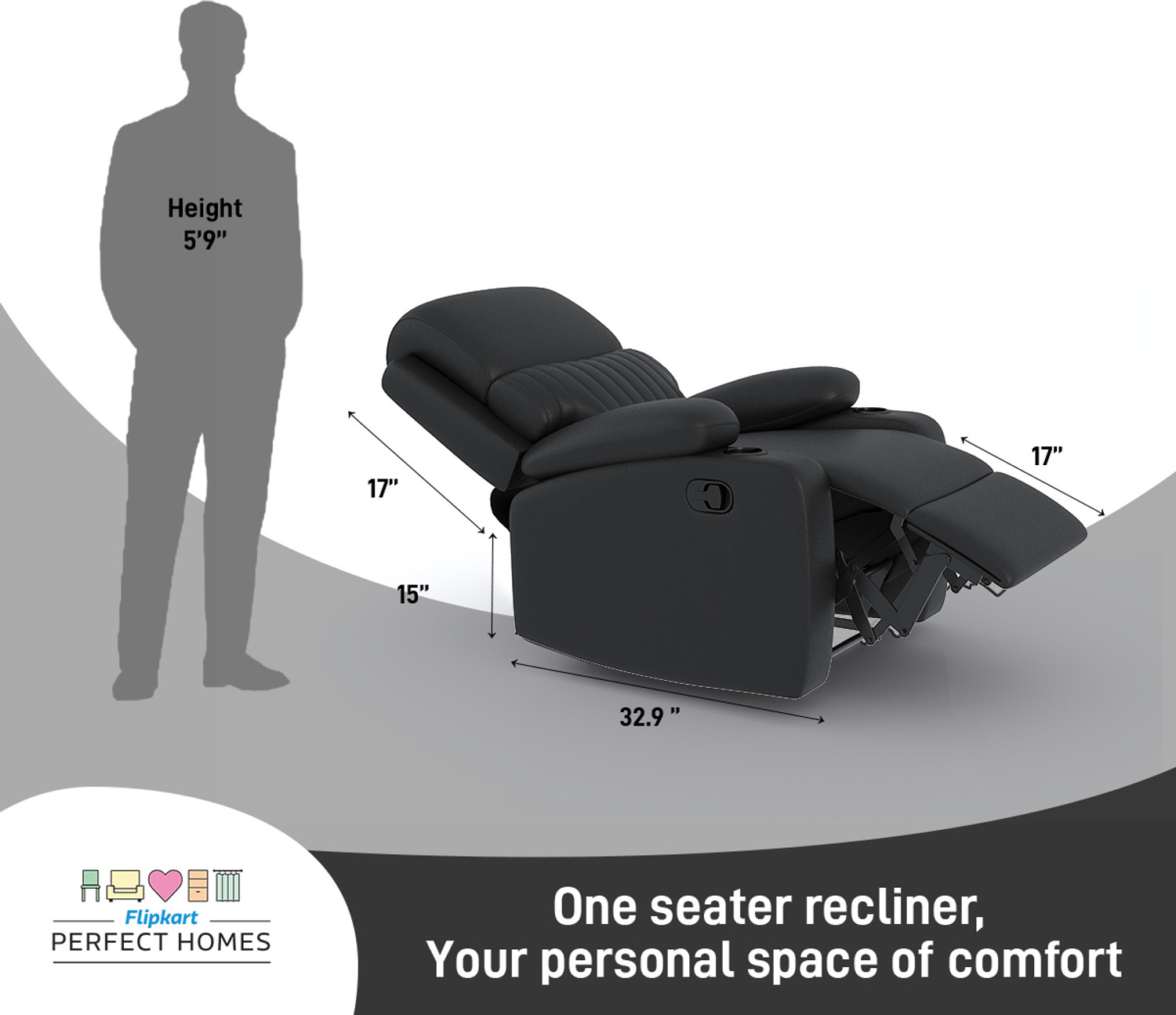 Image of Flipkart Perfect Homes Leatherette Manual Recliner