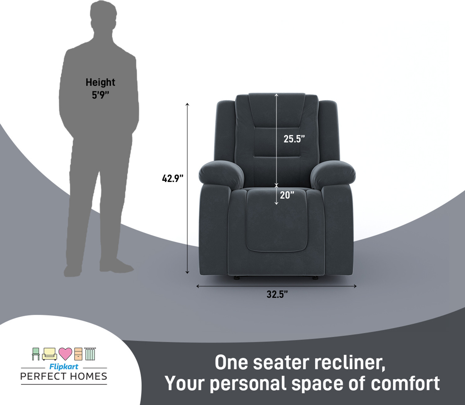 Image of Flipkart Perfect Homes Fabric Manual Recliner