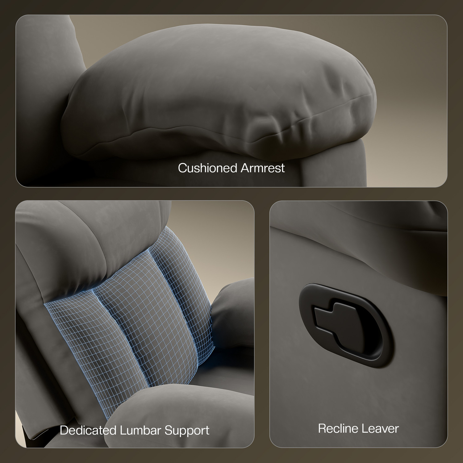 Image of GREEN SOUL Cloud Single Seater Recliner Relax (R1) Oversized Leg Rest Fabric Manual Recliner