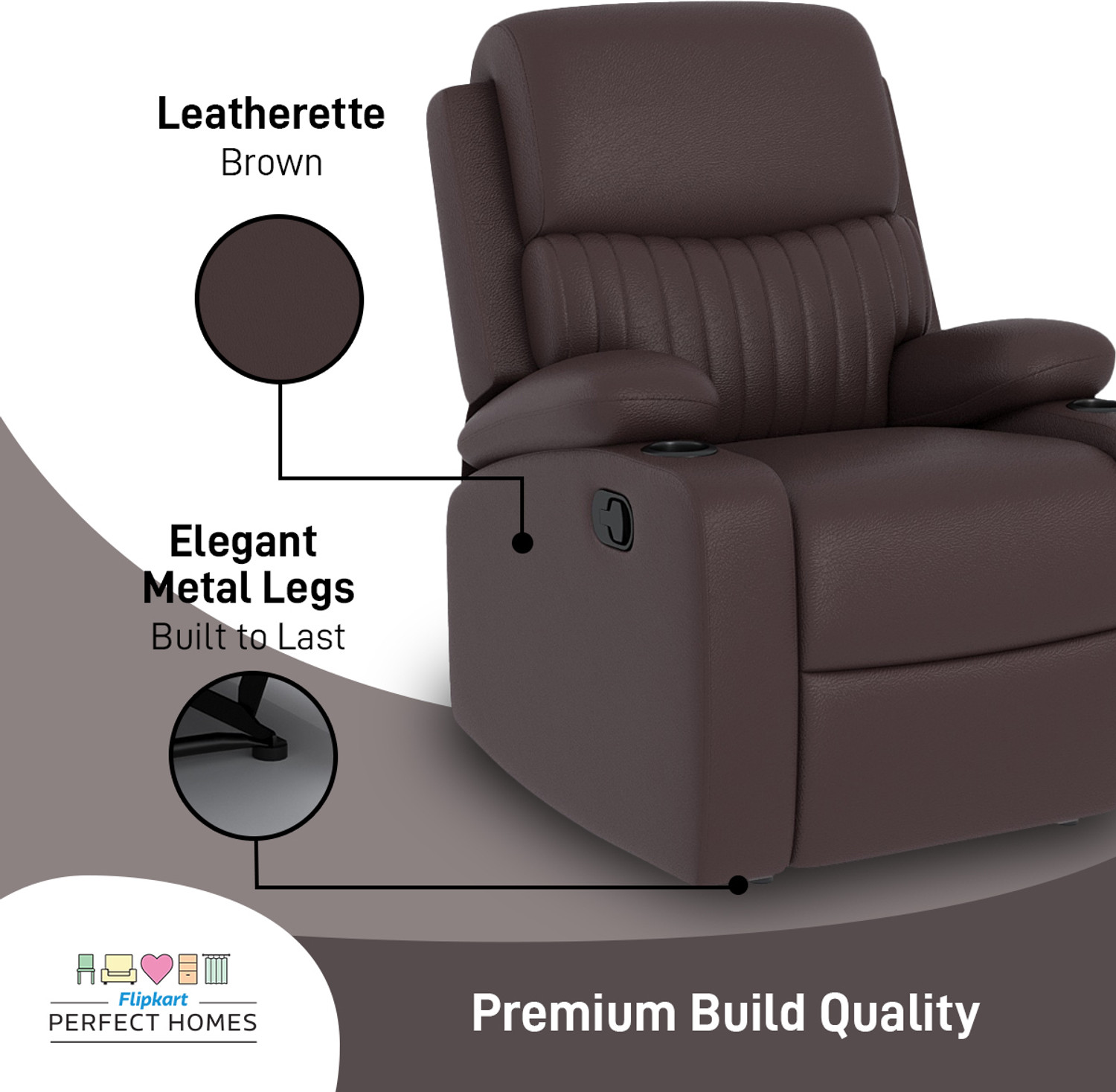 Image of Flipkart Perfect Homes Leatherette Manual Recliner