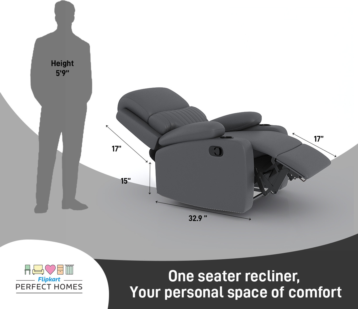 Image of Flipkart Perfect Homes Leatherette Manual Recliner