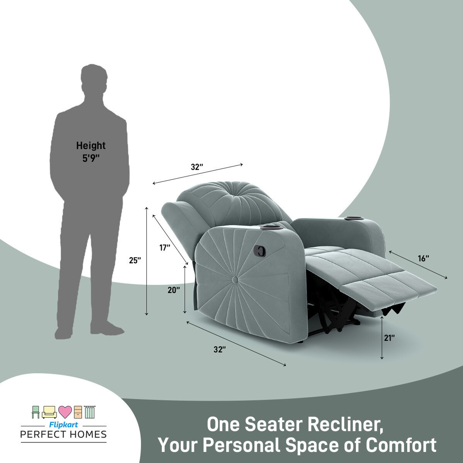 Image of Flipkart Perfect Homes Fabric Manual Recliner