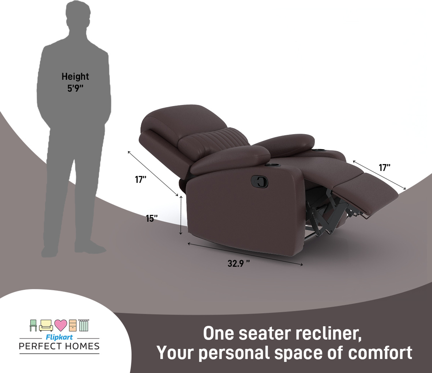 Image of Flipkart Perfect Homes Leatherette Manual Recliner