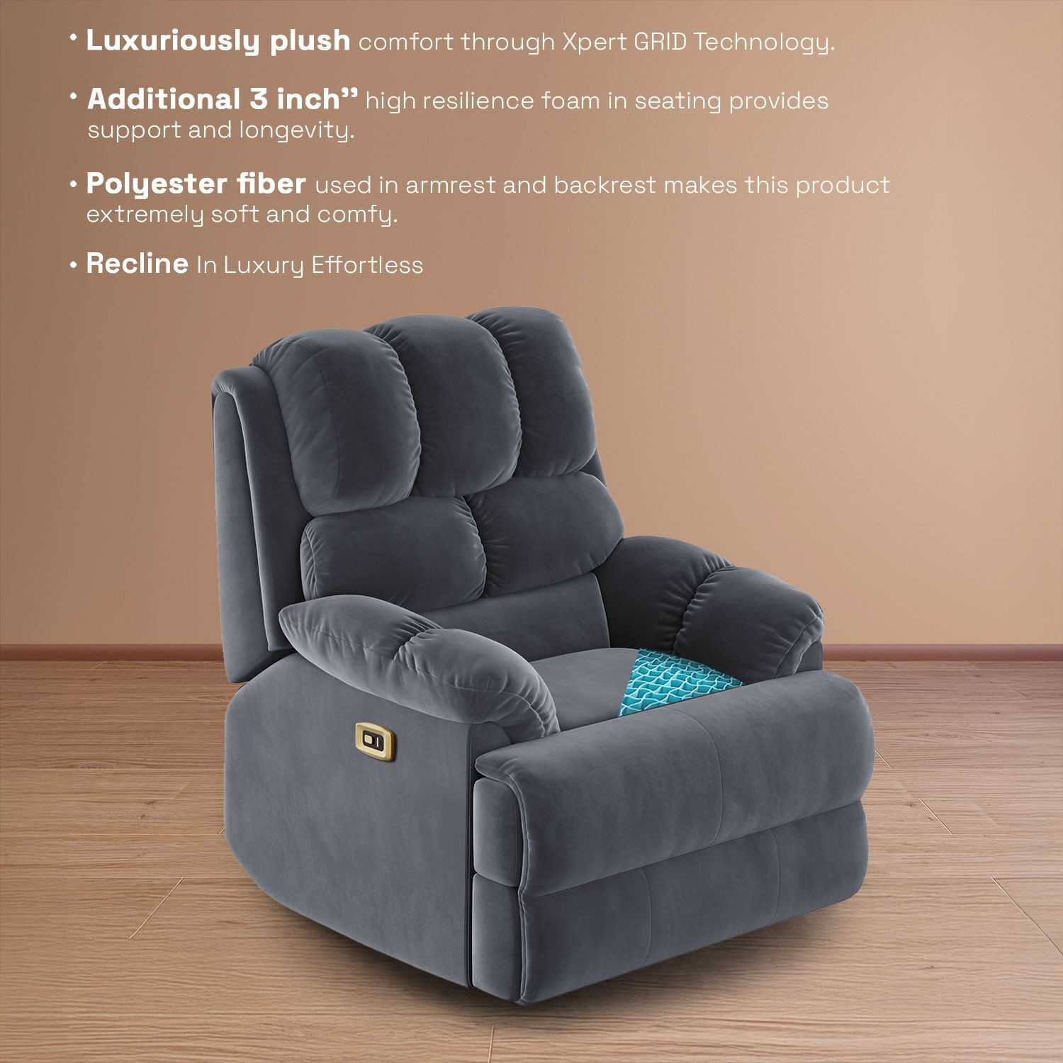 Image of Wakefit Fabric Powered Recliner