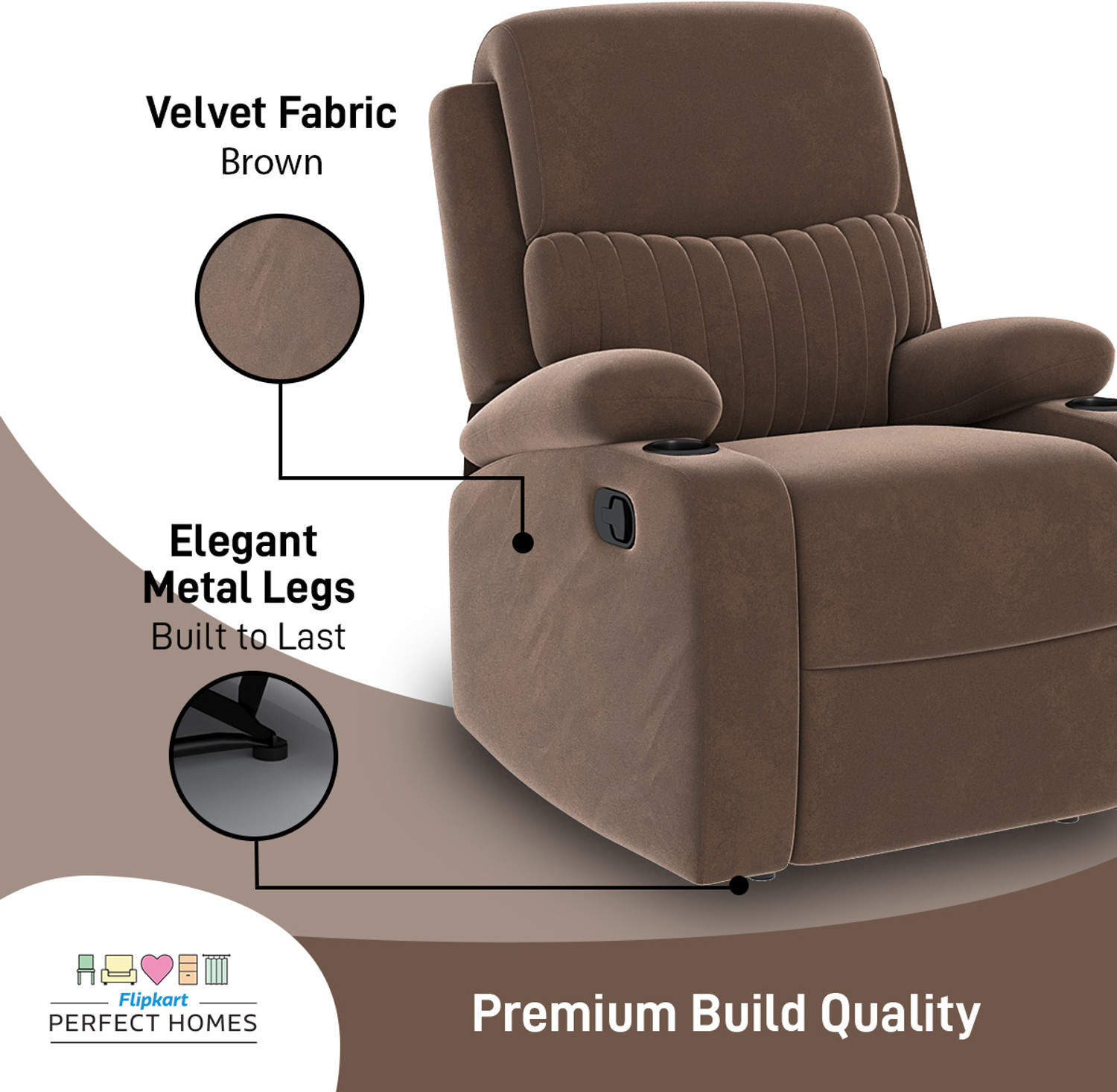Image of Flipkart Perfect Homes Fabric Manual Recliner