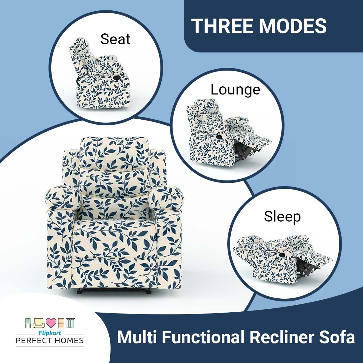 Image of Flipkart Perfect Homes Fabric Manual Recliner