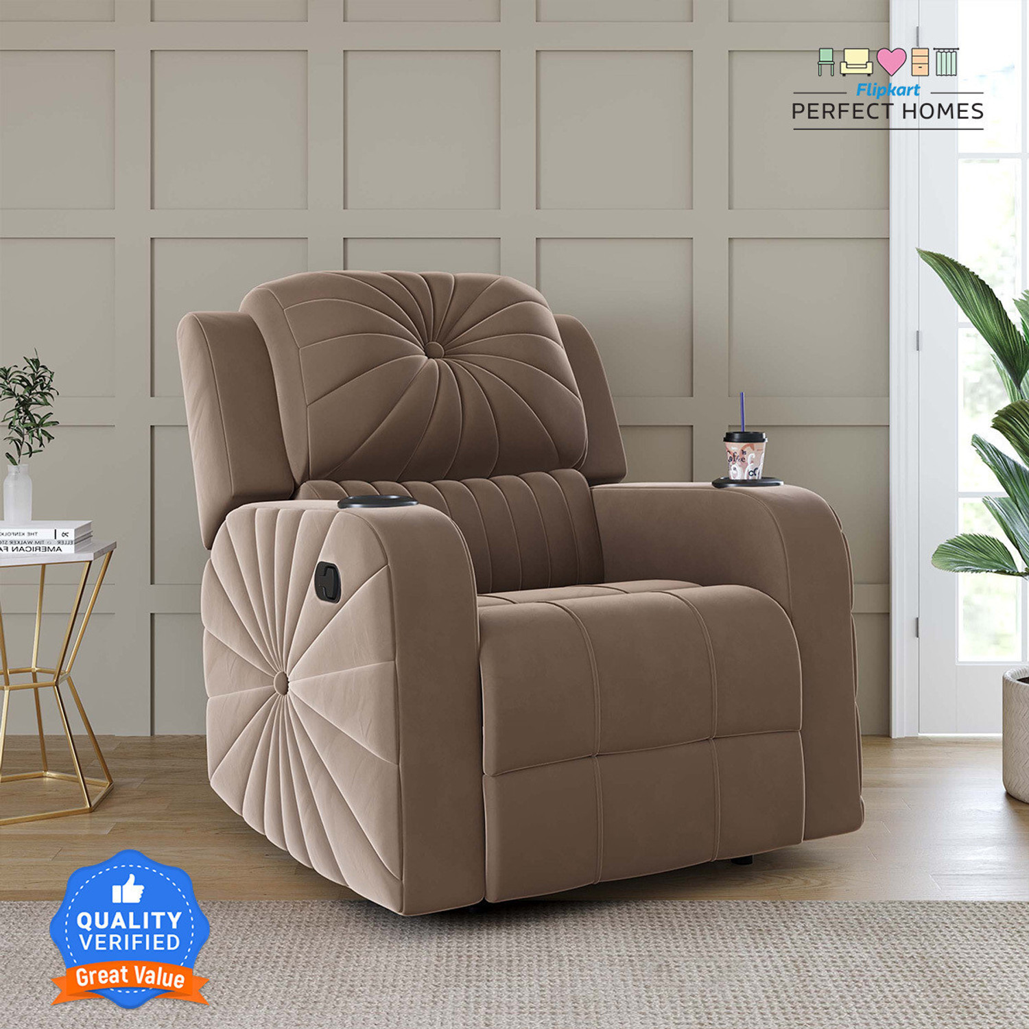 Image of Flipkart Perfect Homes Fabric Manual Recliner