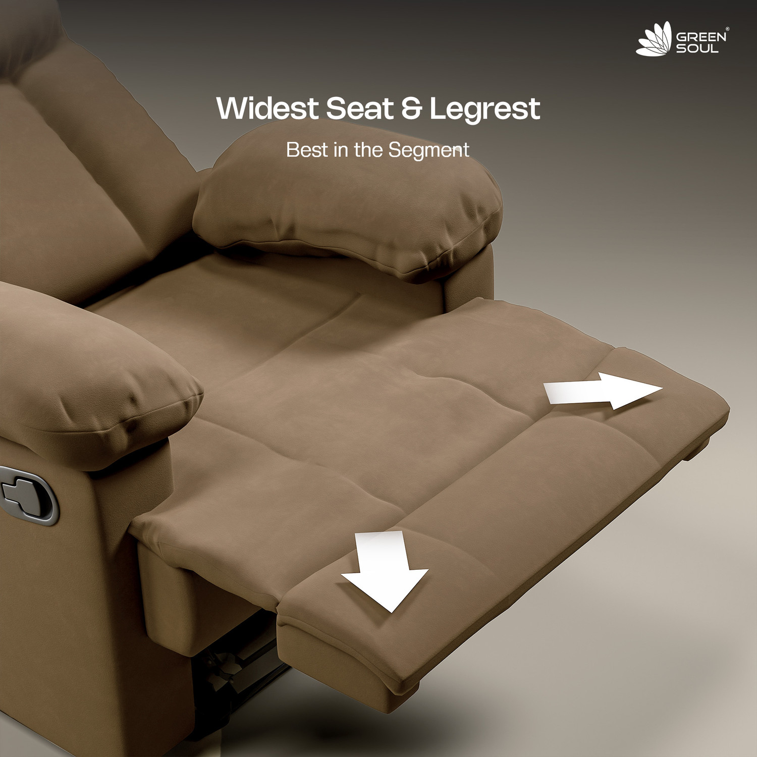 Image of GREEN SOUL Cloud Single Seater Recliner Relax (R1) Oversized Leg Rest Fabric Manual Recliner
