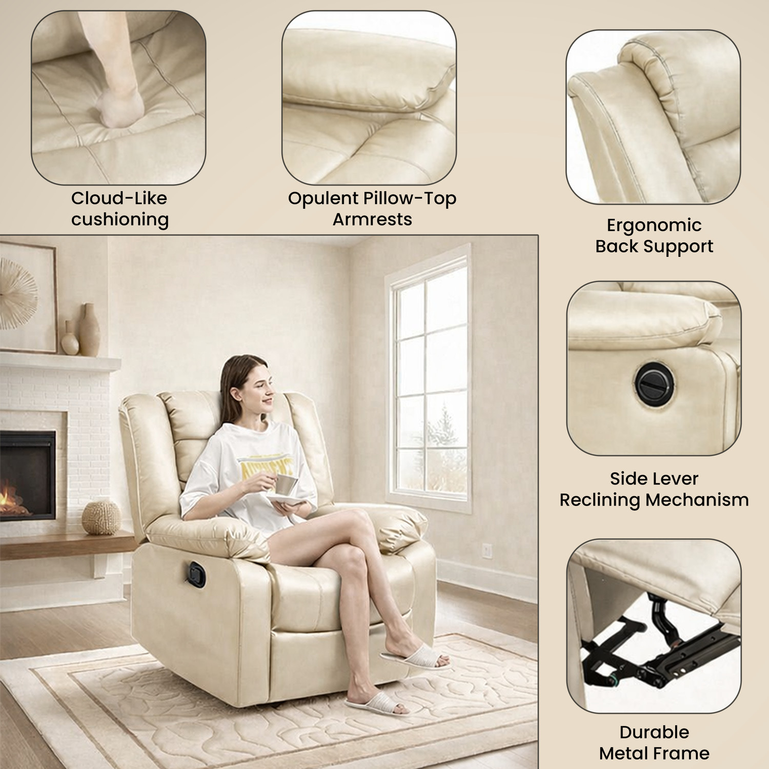 Image of Seventh Heaven Leatherette Powered Recliner