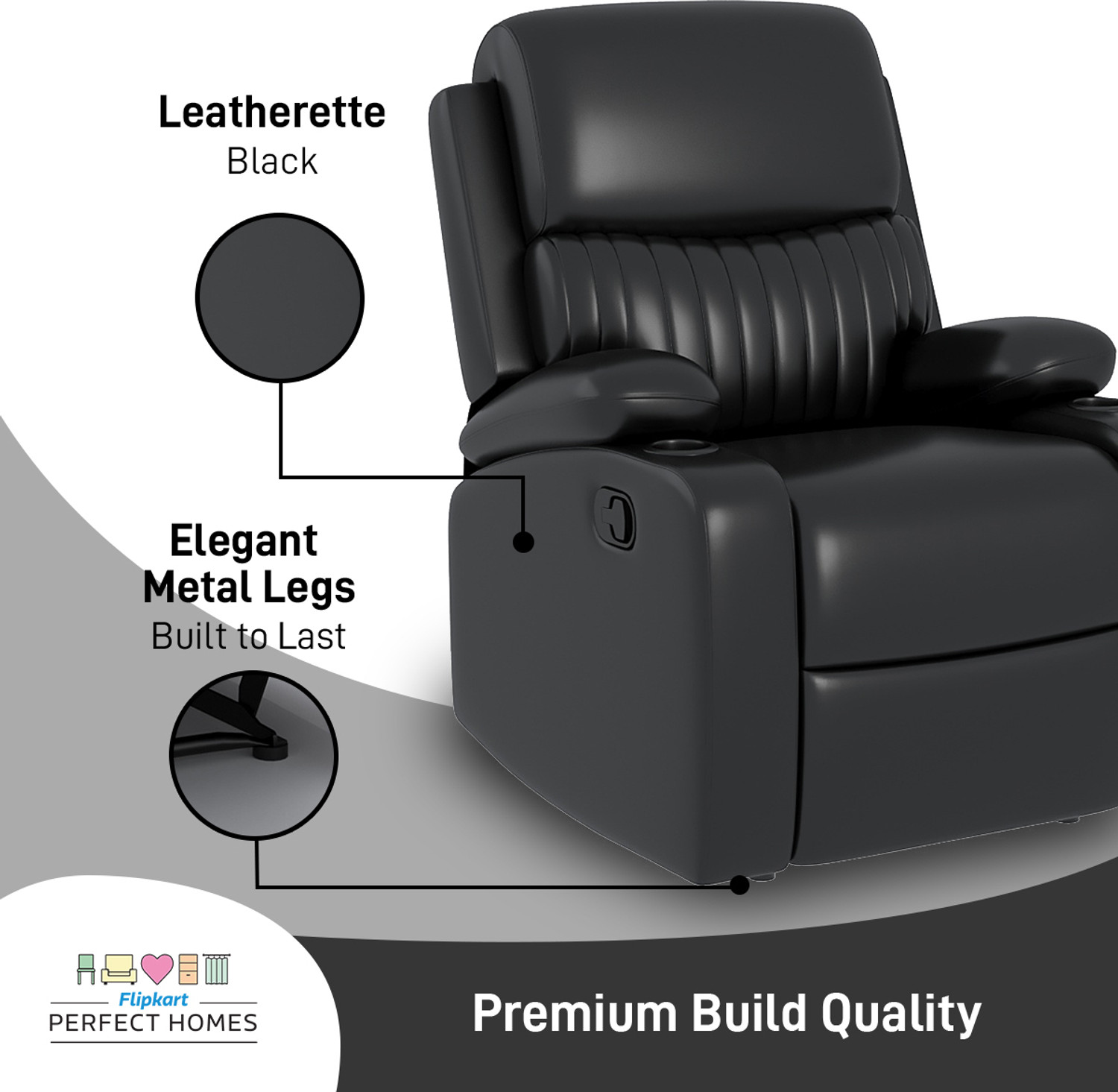 Image of Flipkart Perfect Homes Leatherette Manual Recliner