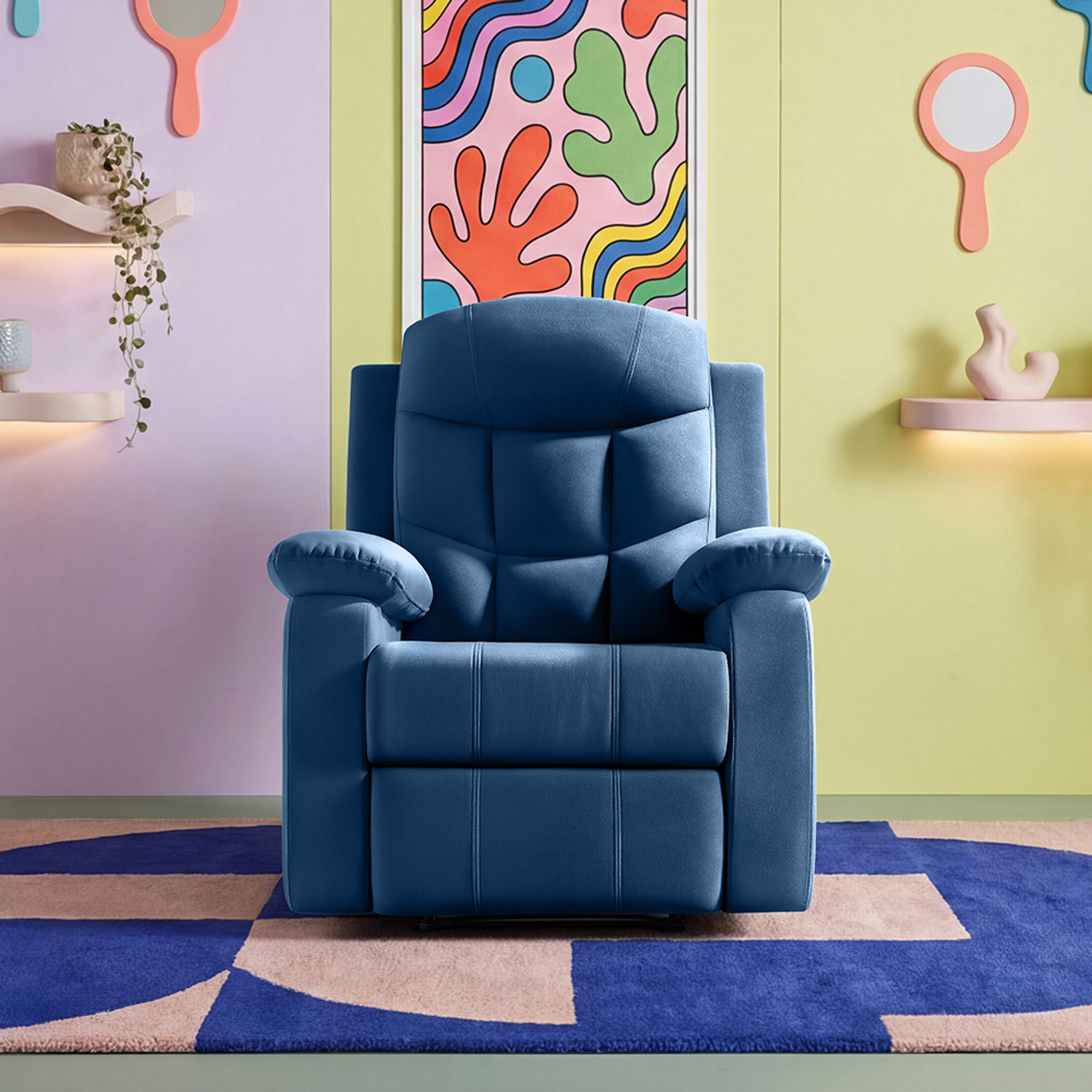 Image of Sleepyhead RX5 Ultra Designed by Duroflex - Single Seater Zig Zag Spring Suspension, Velvet Fabric Manual Recliner