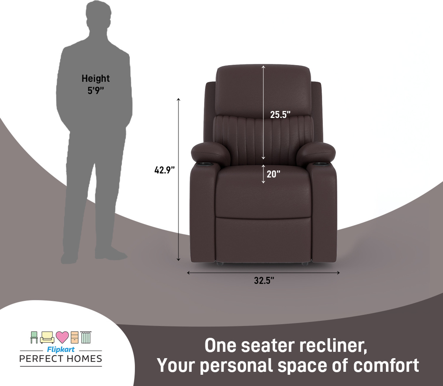 Image of Flipkart Perfect Homes Leatherette Manual Recliner