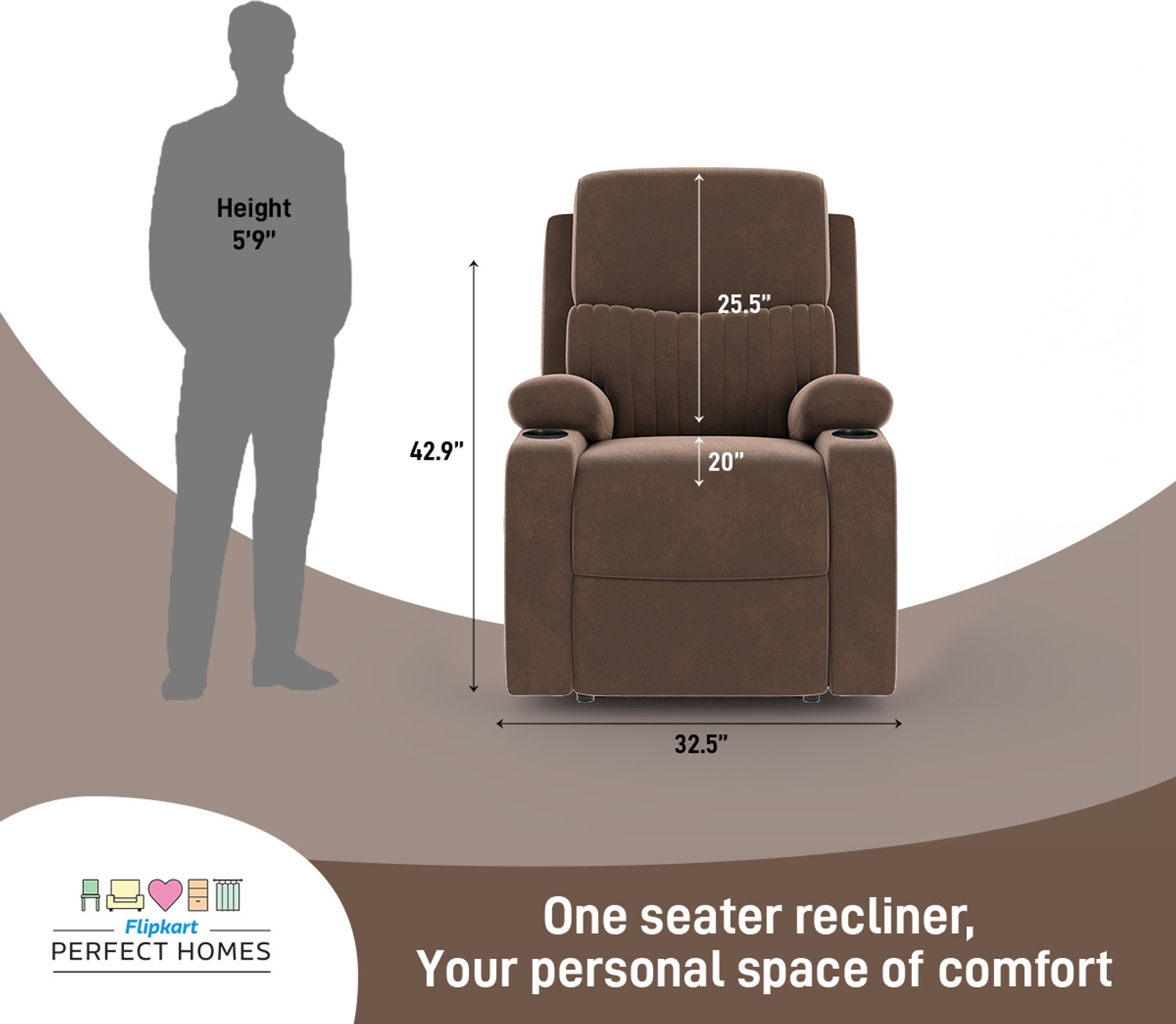 Image of Flipkart Perfect Homes Fabric Manual Recliner