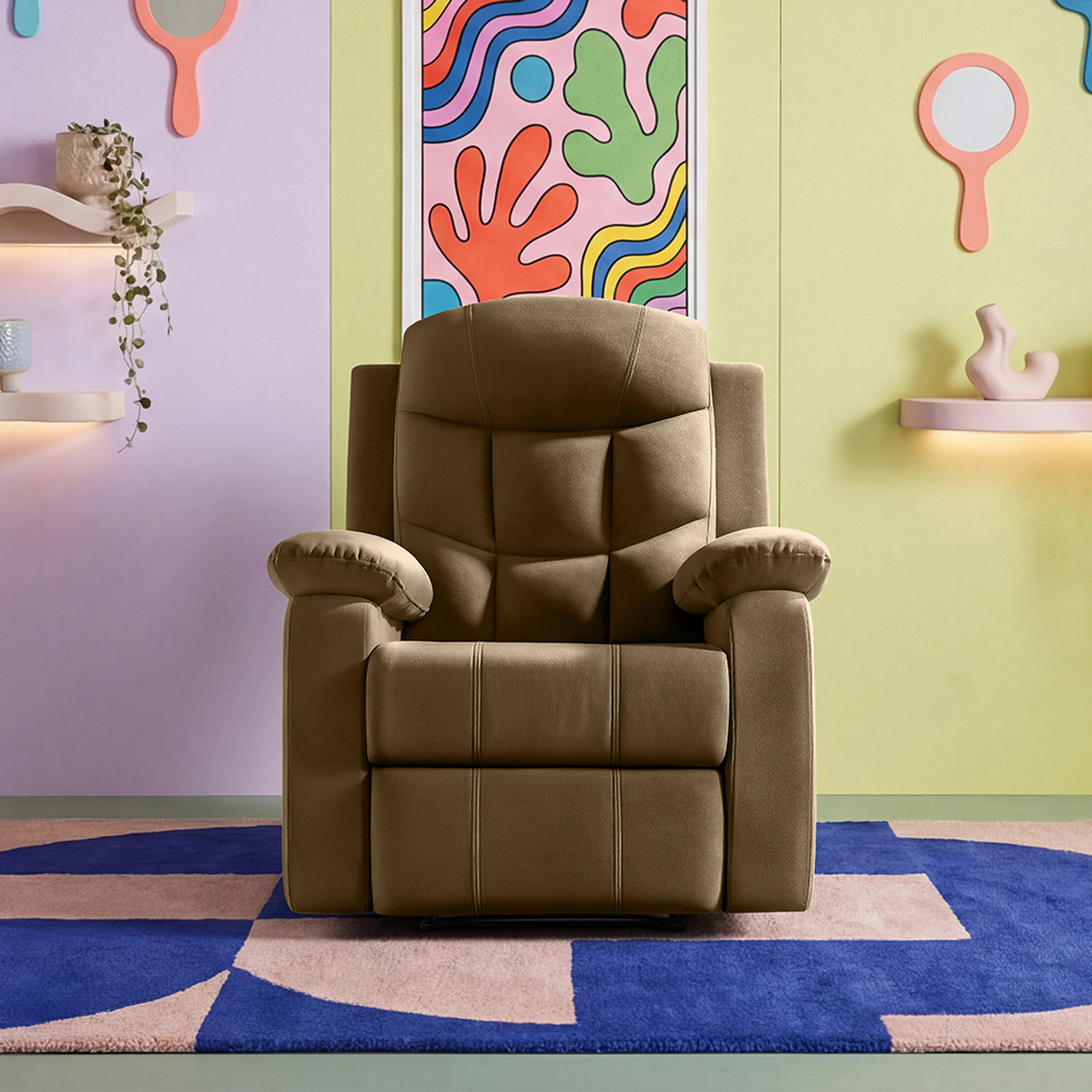 Image of Sleepyhead RX5 Ultra Designed by Duroflex - Single Seater Zig Zag Spring Suspension, Velvet Fabric Manual Recliner
