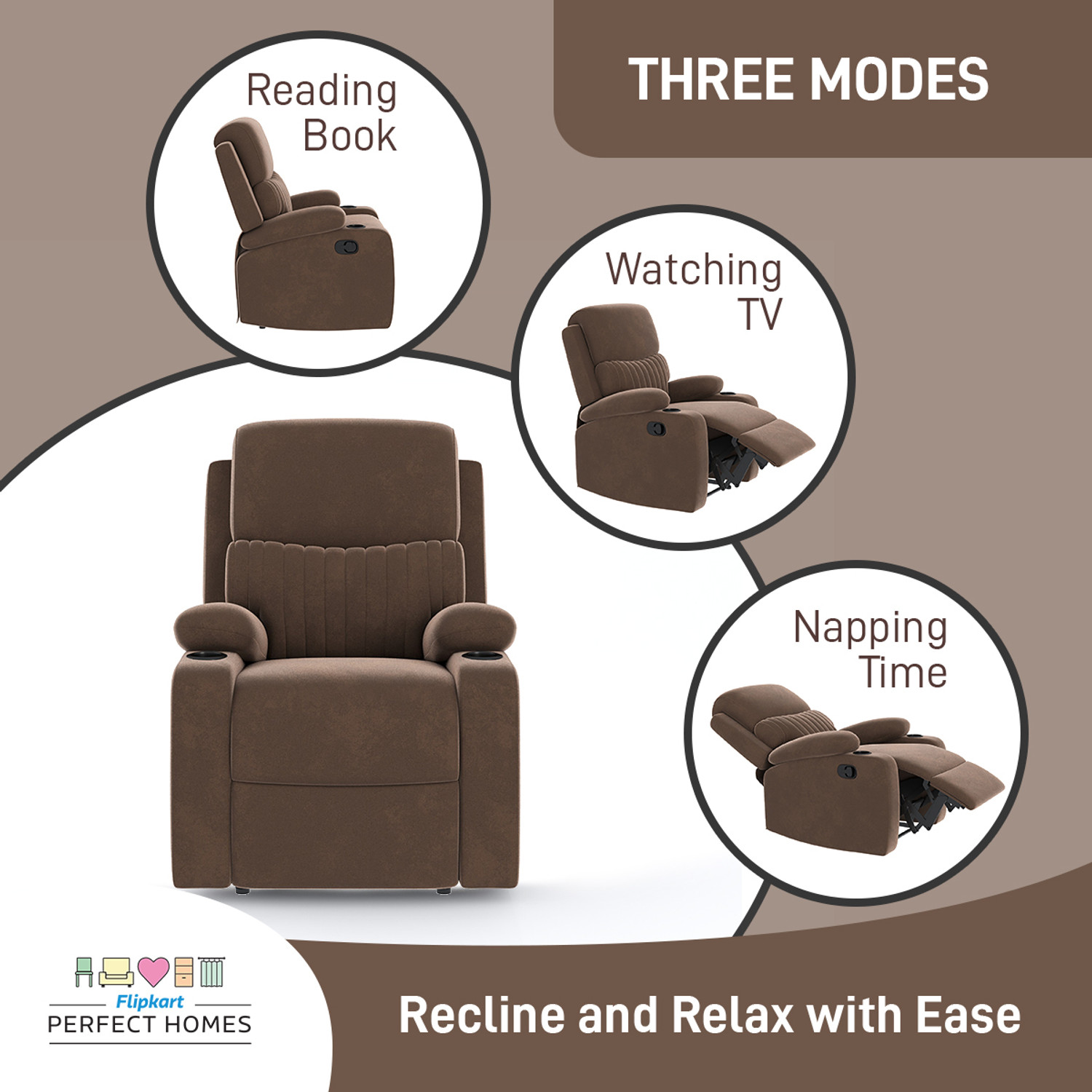Image of Flipkart Perfect Homes Fabric Manual Recliner
