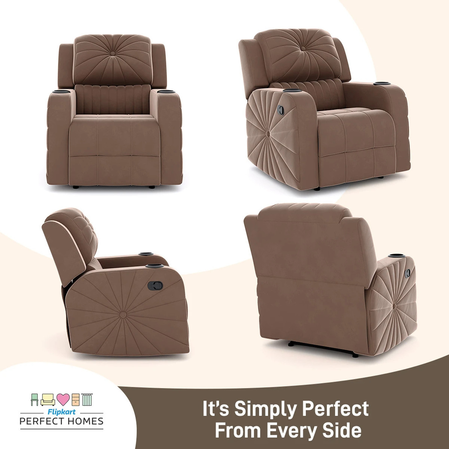Image of Flipkart Perfect Homes Fabric Manual Recliner