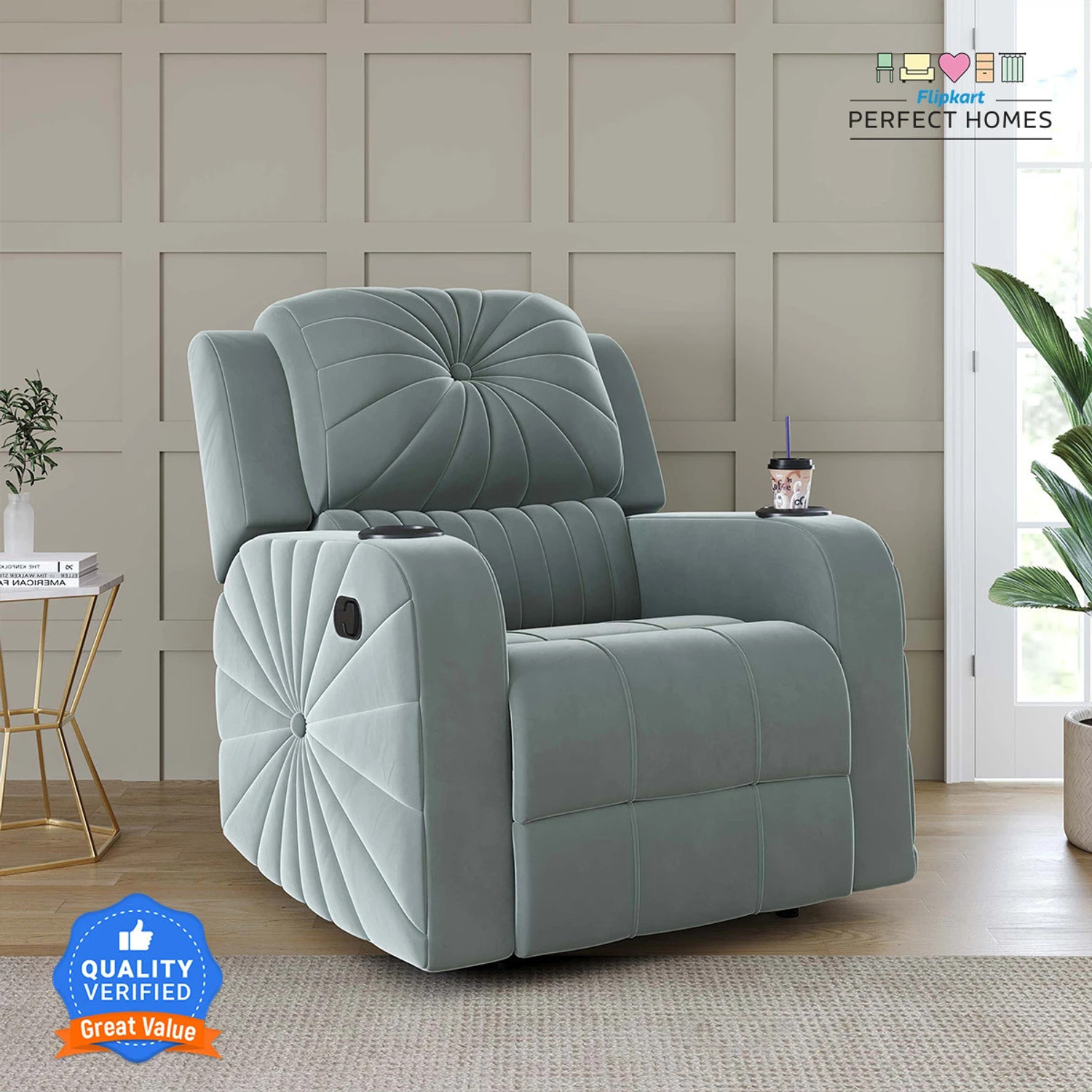 Image of Flipkart Perfect Homes Fabric Manual Recliner
