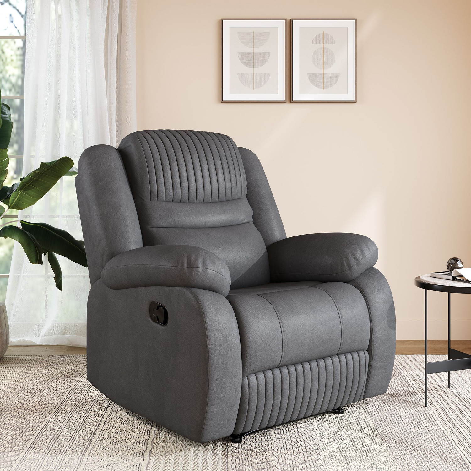 Image of Atharv Homes Fabric Manual Recliner (Finish Color - Grey, DIY(Do-It-Yourself))