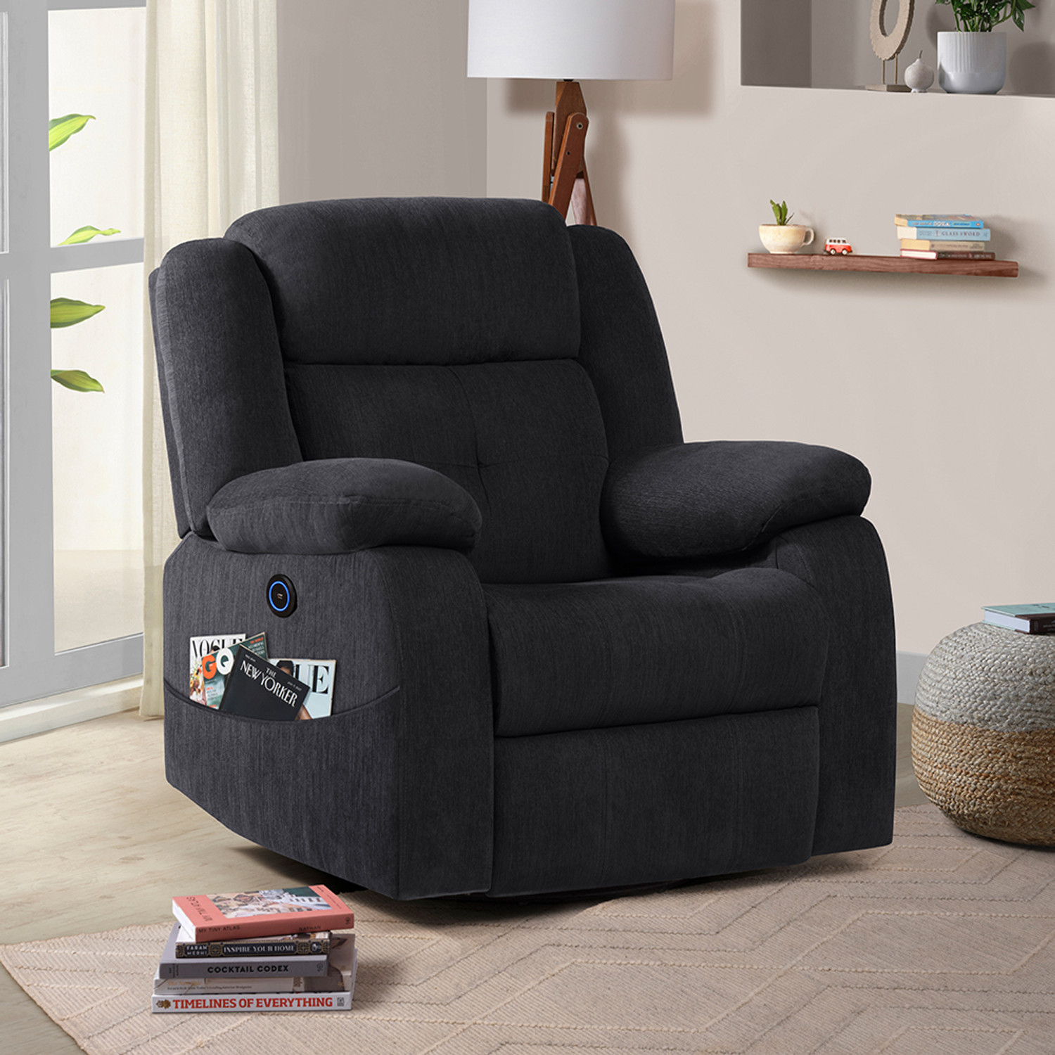 Image of Sleepyhead RX7 Designed by Duroflex - Single Seater Motorized with USB Port & Side Pocket Fabric Powered Recliner