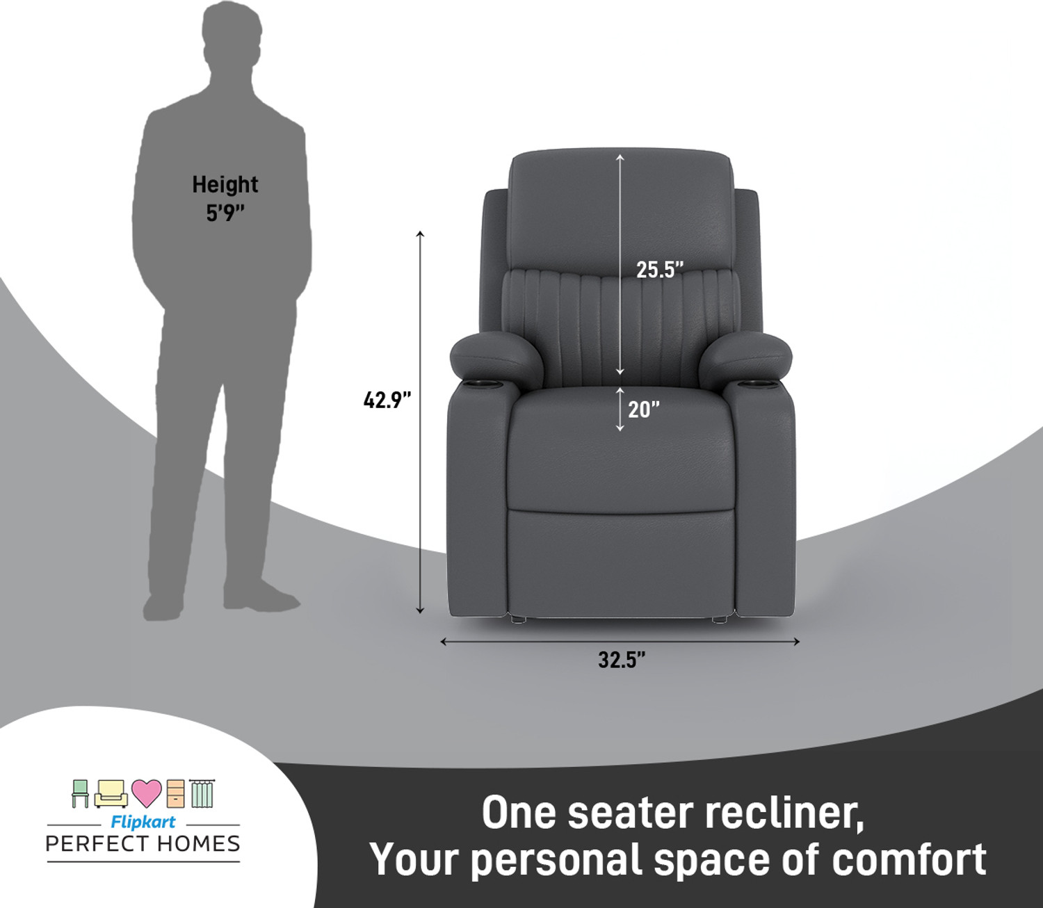 Image of Flipkart Perfect Homes Leatherette Manual Recliner