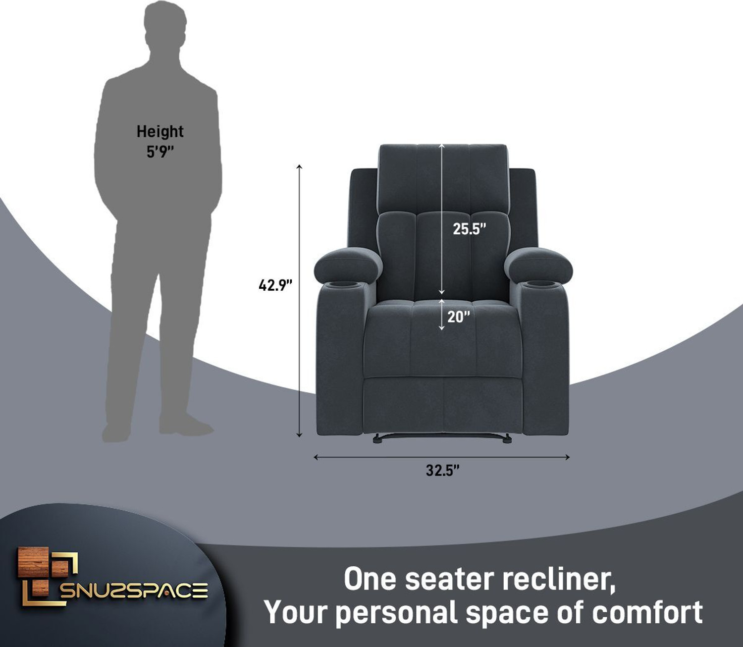 Image of SNUZSPACE Fabric Manual Recliner