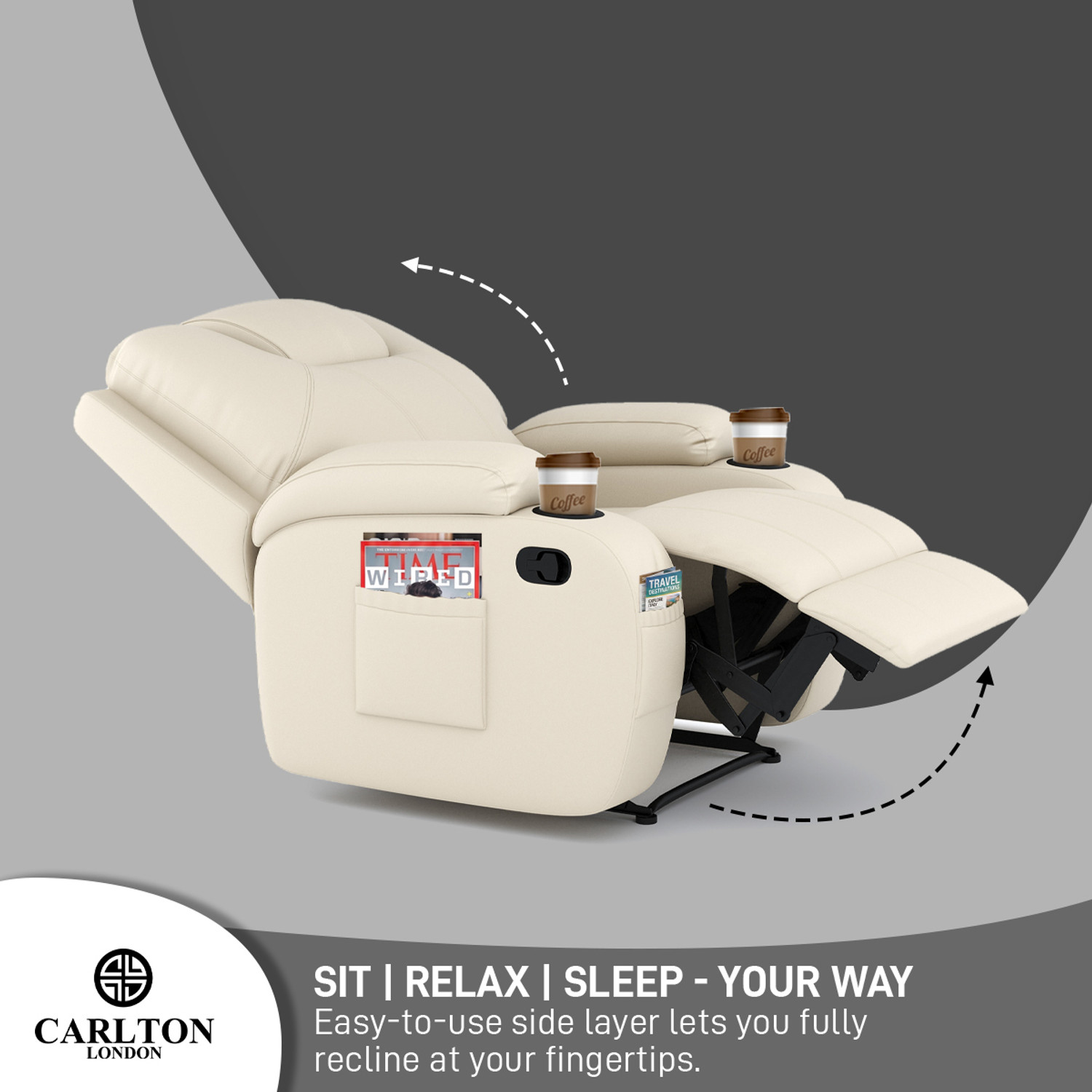 Image of CARLTON LONDON Dream Leatherette Manual Recliner