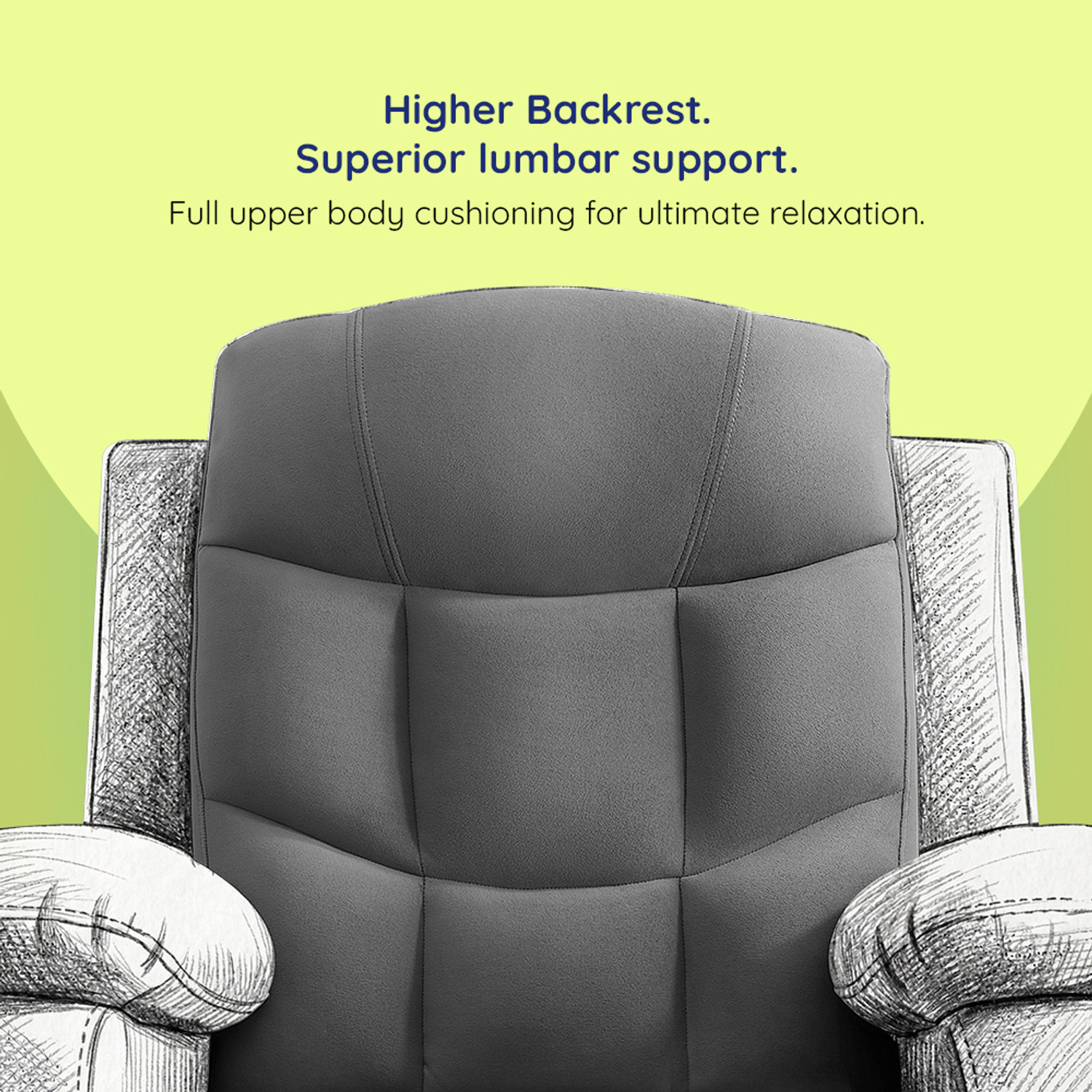Image of Sleepyhead RX5 Ultra Designed by Duroflex - Single Seater Zig Zag Spring Suspension, Velvet Fabric Manual Recliner