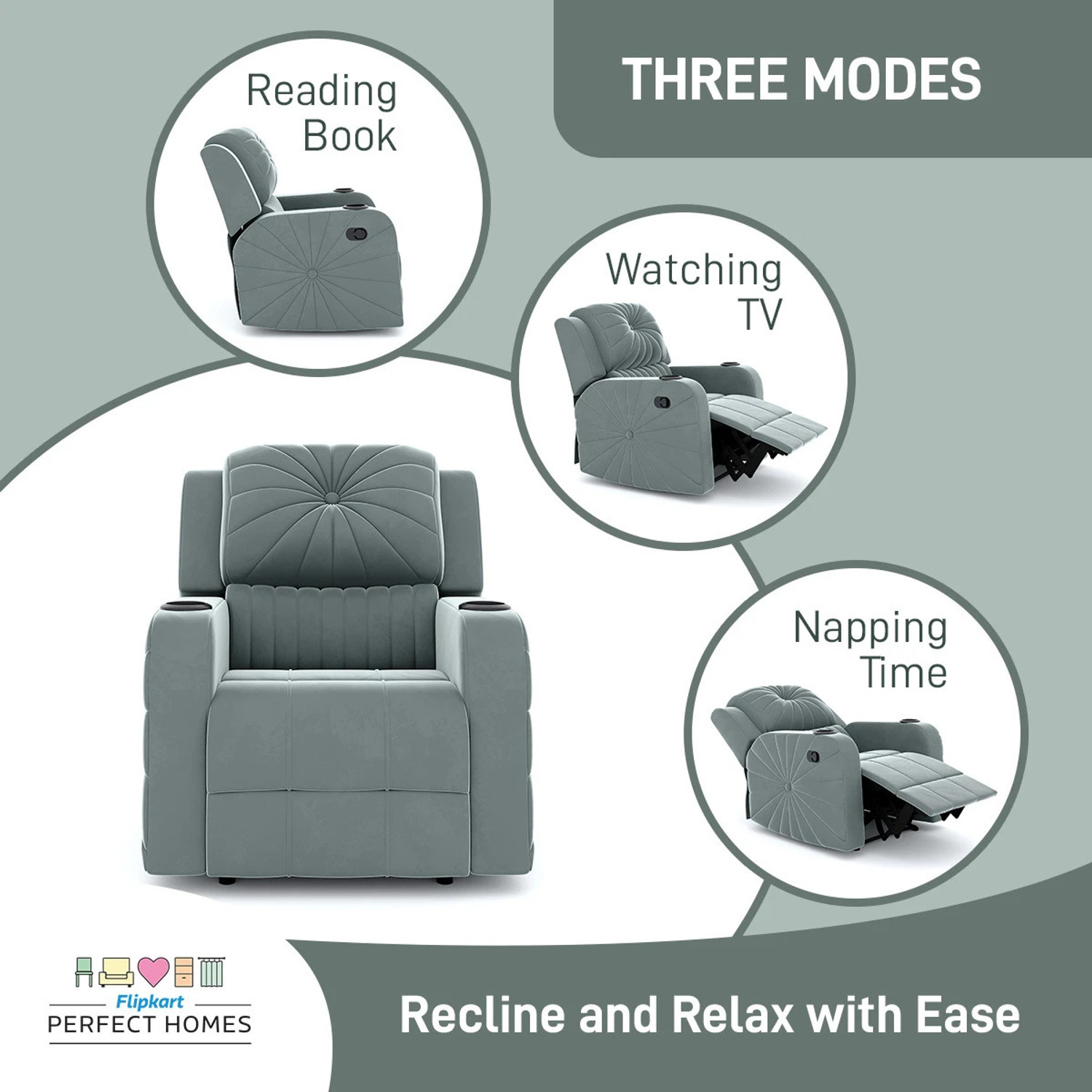 Image of Flipkart Perfect Homes Fabric Manual Recliner