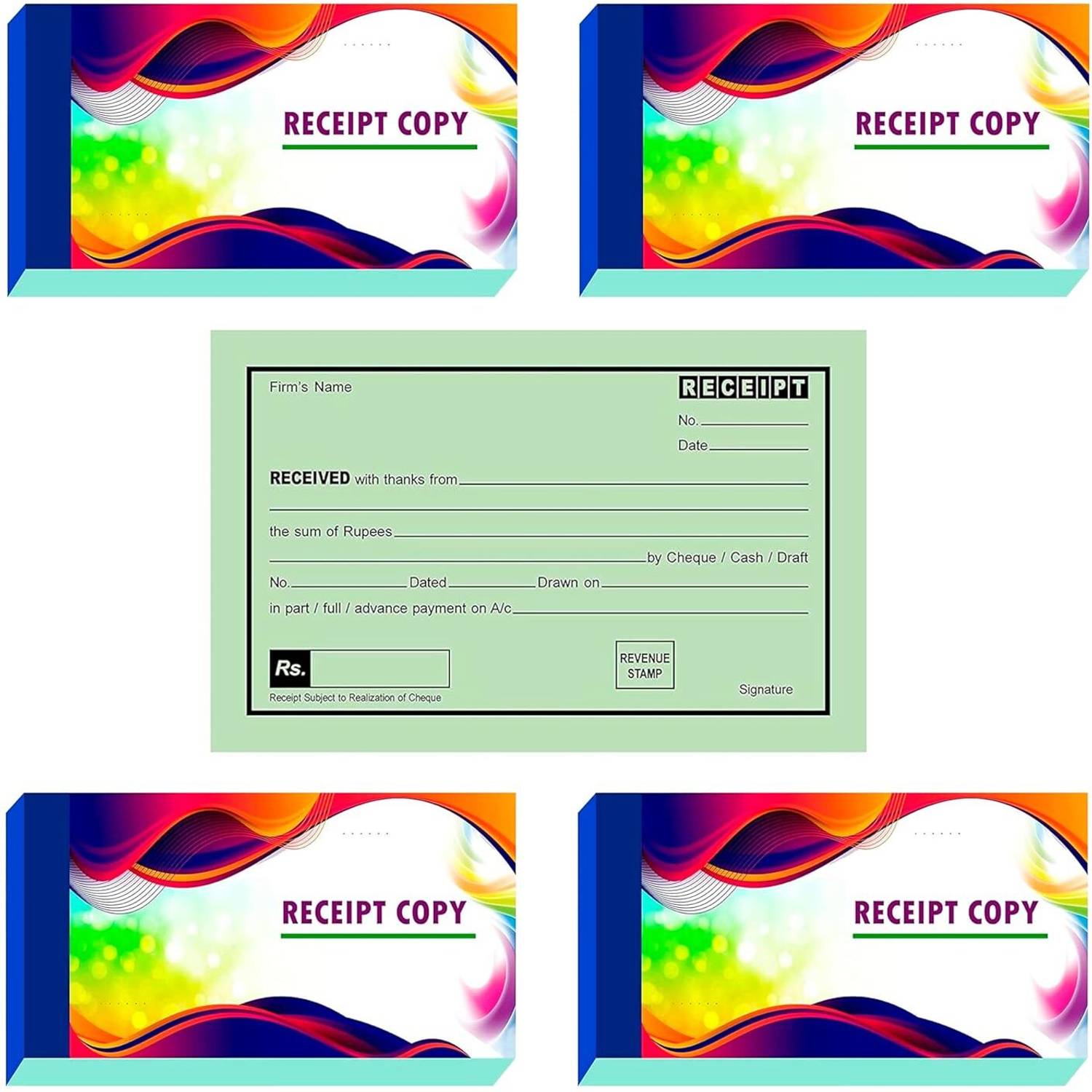 ANVIS Cash Receipt Book | Pack of 4 | 25 Page Original with 25 page Duplicate 4-Part Record Keeping Books