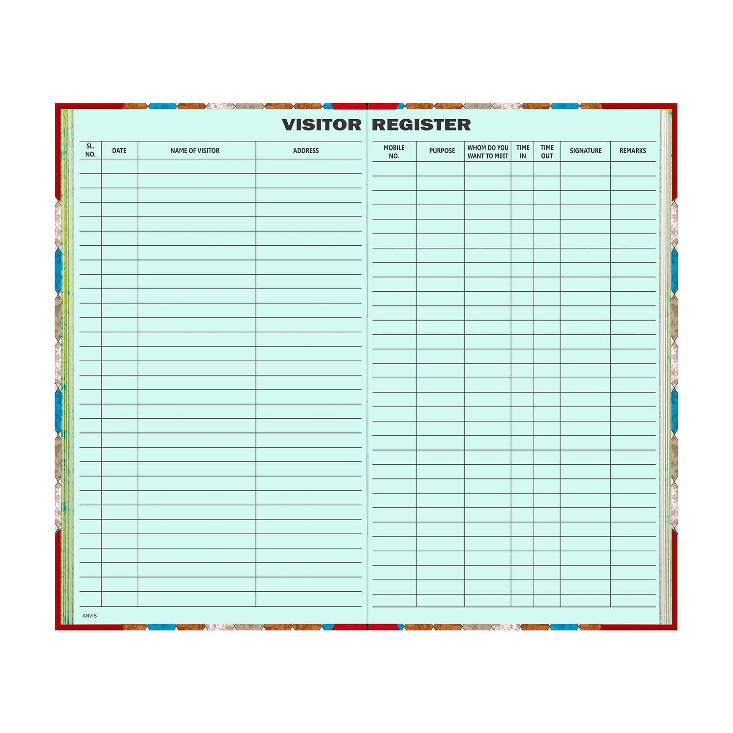 ANVIS Visitor Register Book with 50 Sheets (100 Pages) for Flats, Offices and Schools 1-Part Record Keeping Book