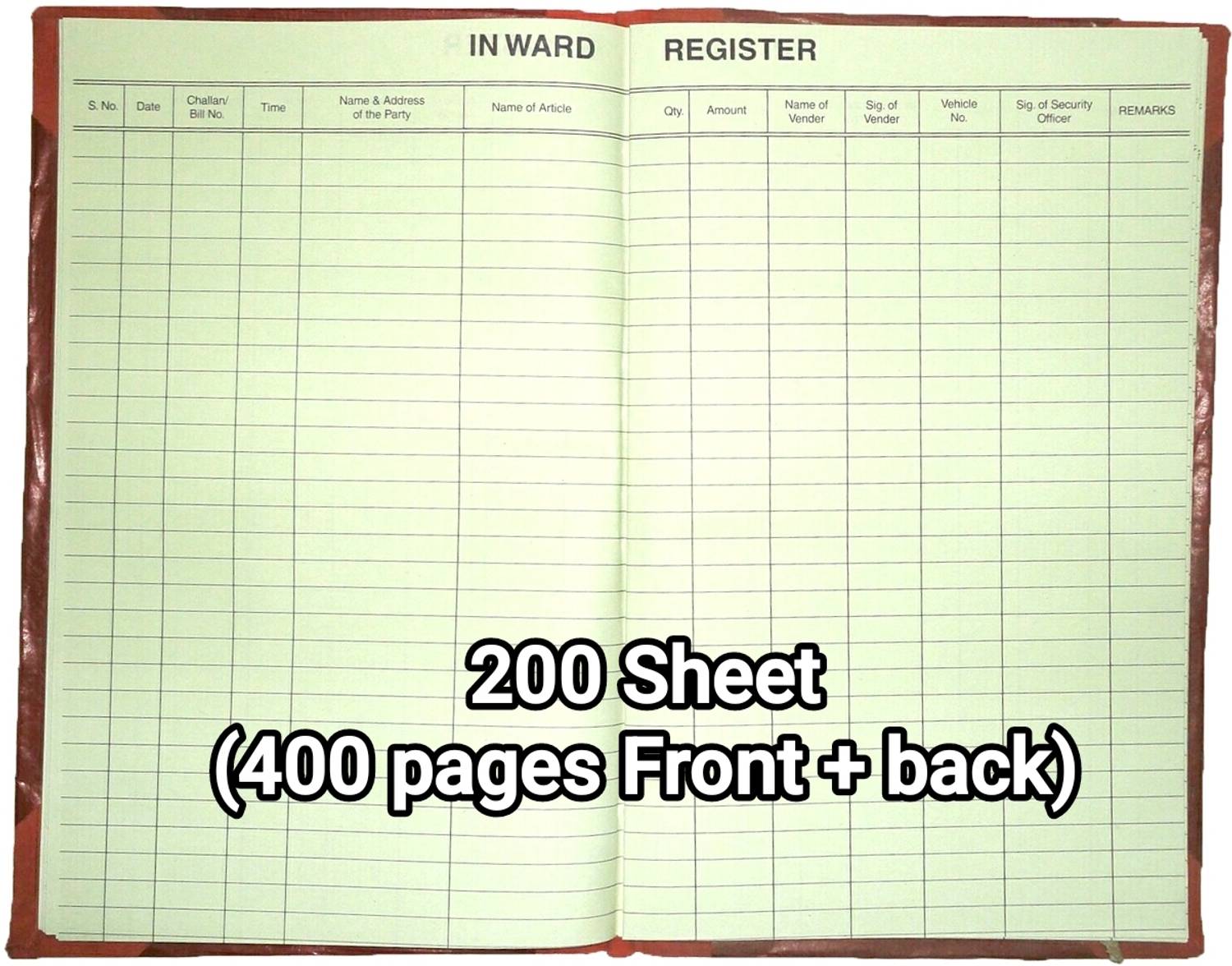 atishay Inward Register - 34* 20Cm - 200 sheets (400 pages) Inward