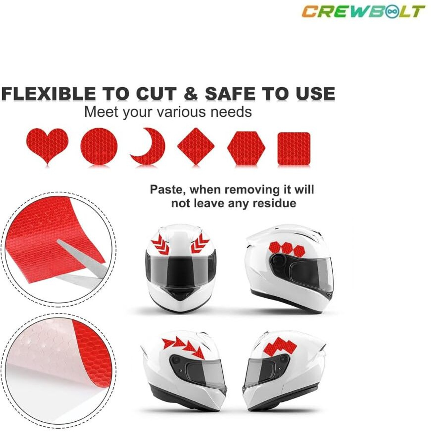 Image of Crewbolt High-Intensity 3 Inch Reflective Warning Conspicuity Tape 48 Meter 76 mm x 48 m Red Reflective Tape