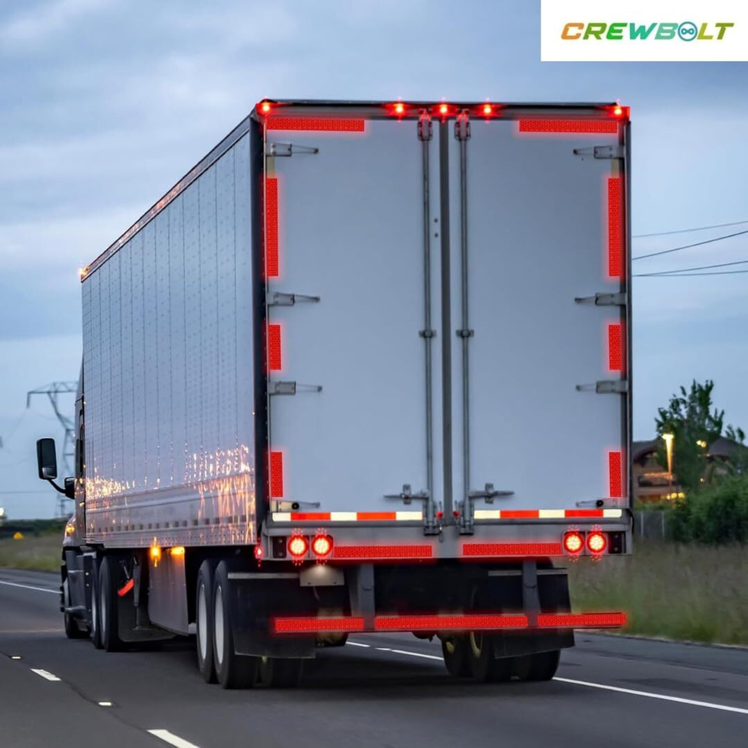 Image of Crewbolt High-Intensity 3 Inch Reflective Warning Conspicuity Tape 48 Meter 76 mm x 48 m Red Reflective Tape