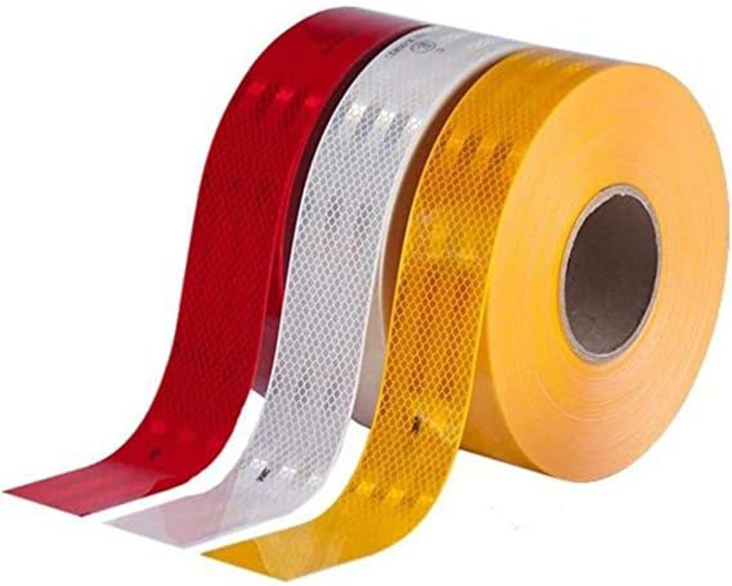 Image of AutoVision Imported Reflective Conspicuity Tape, 1 inch (1 Meter Each) (White, Red, Yellow) 25.4 mm x 3 m White, Red, Yellow Reflective Tape
