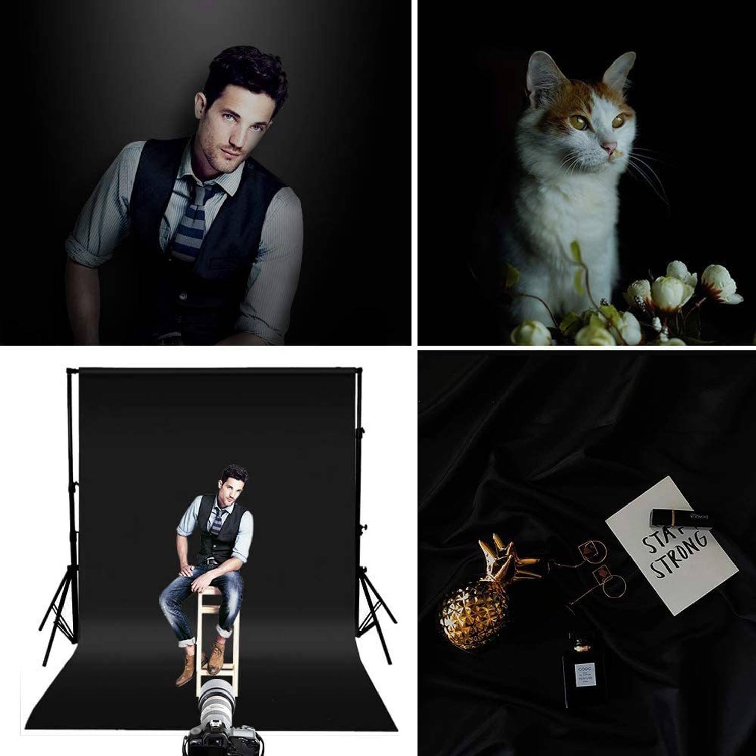 Vistook 6Ftx9Ft Black 200GSM Backdrop - Image 4