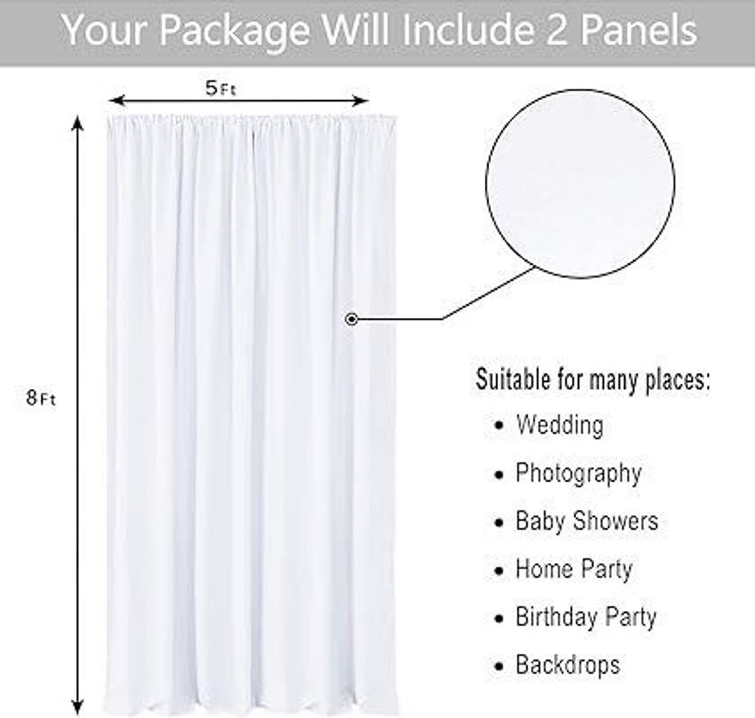 Image of Stookin White Backdrop Curtain for Parties Background Curtains 4x10 2 penal Reflector
