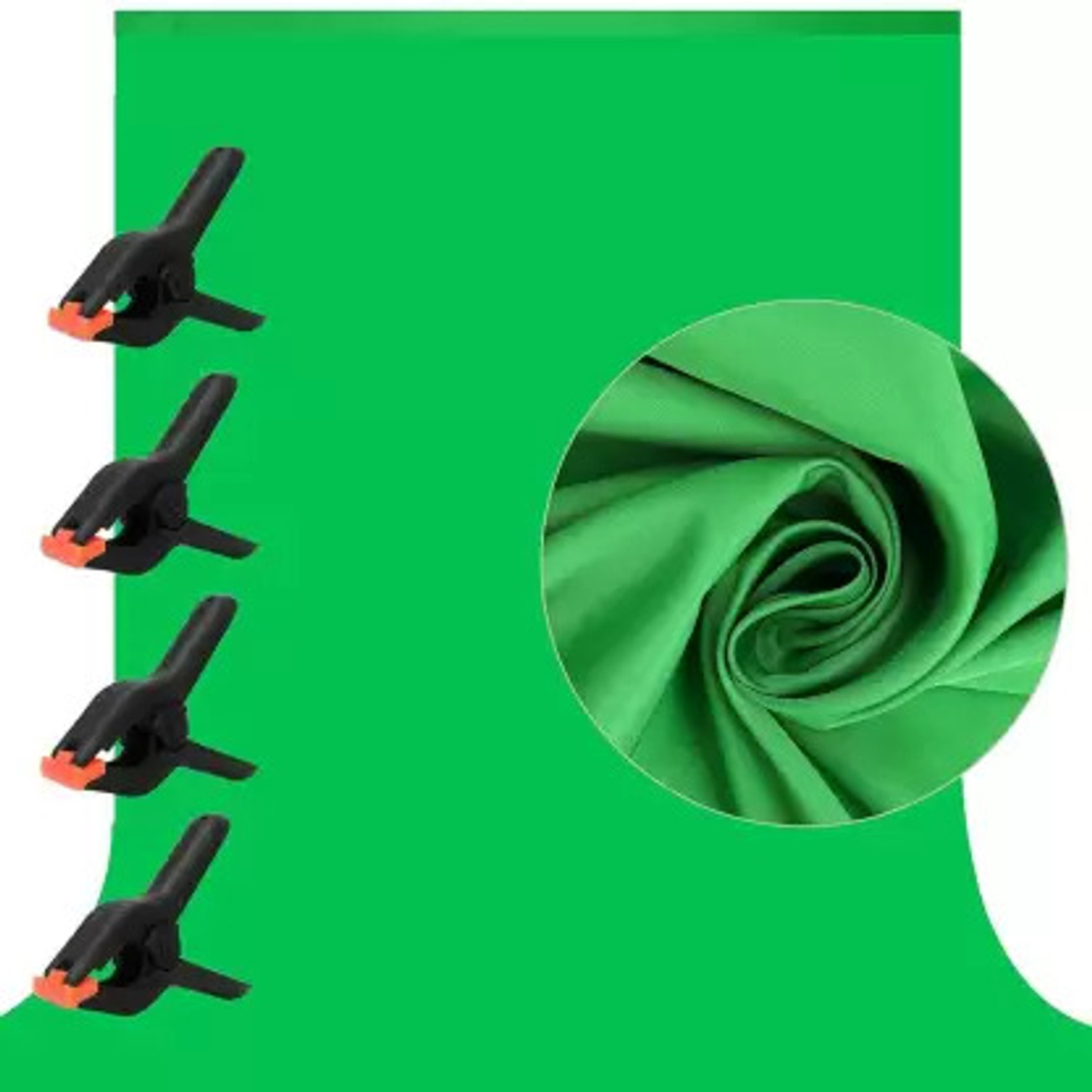 Image of Hiffin 8X12Ft Green Screen Backdrop Studio Photography Background with 4 Clips Reflector