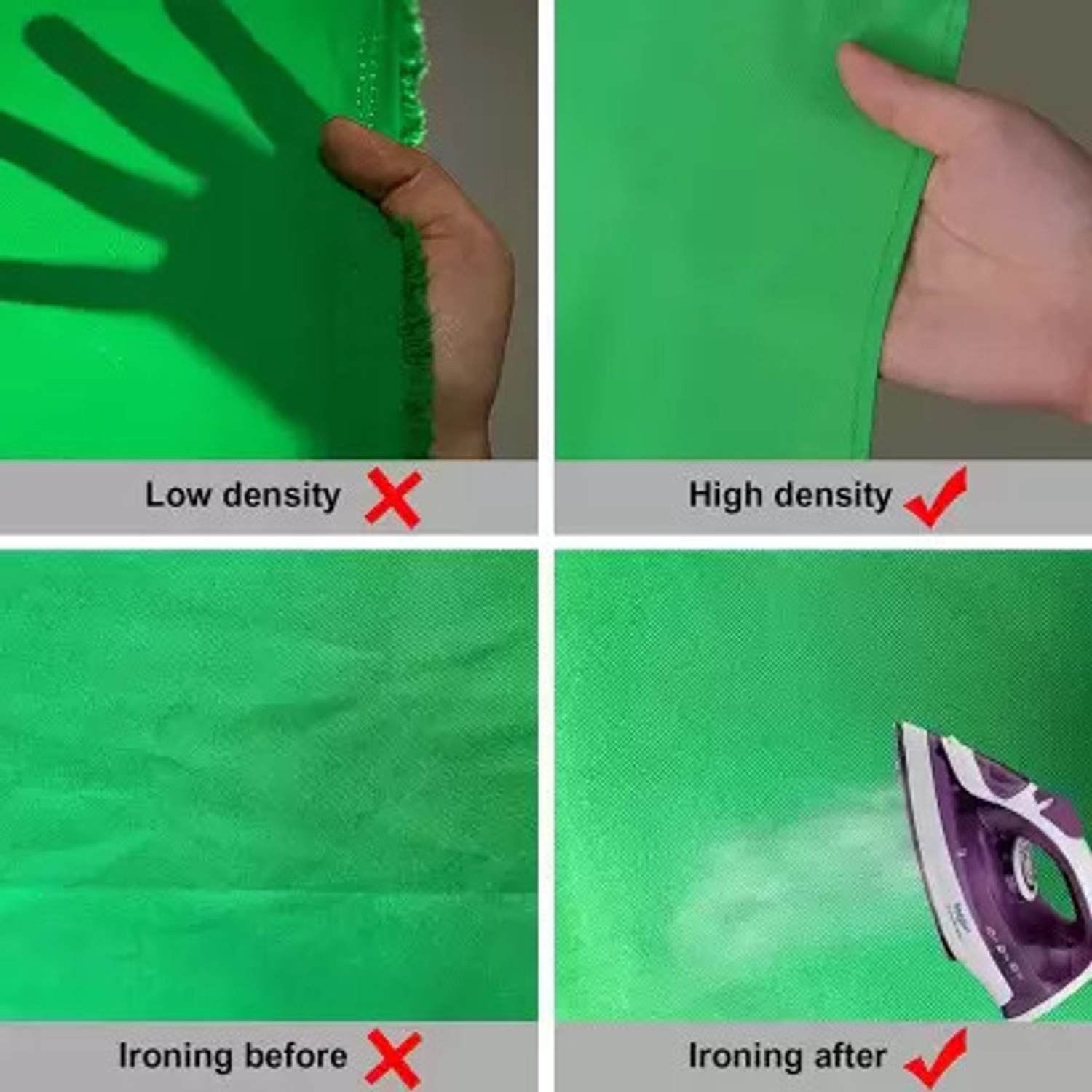 Image of Hiffin 8X12Ft Green Screen Backdrop Studio Photography Background with 4 Clips Reflector
