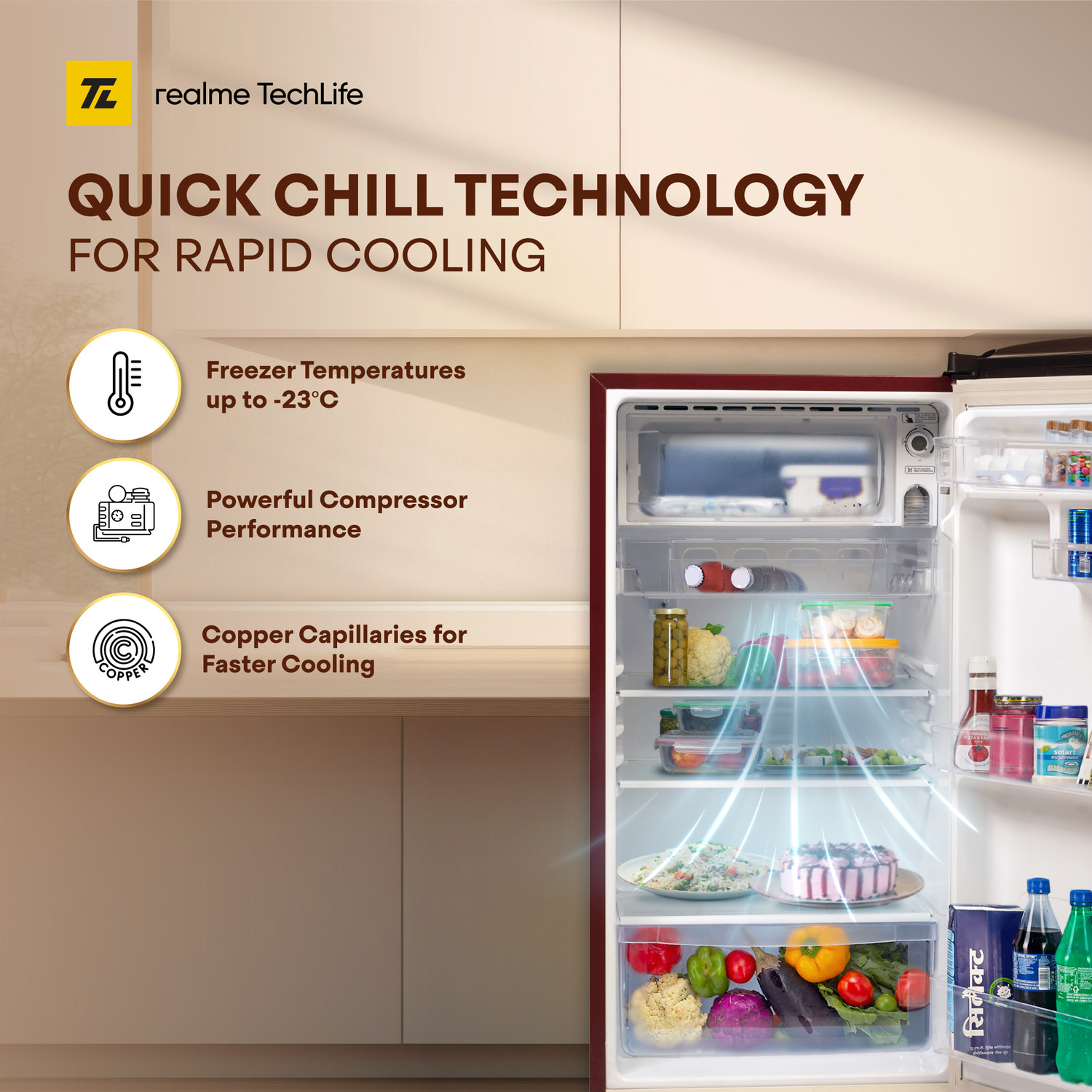 Image of realme TechLife 180 L Direct Cool Single Door 4 Star Refrigerator