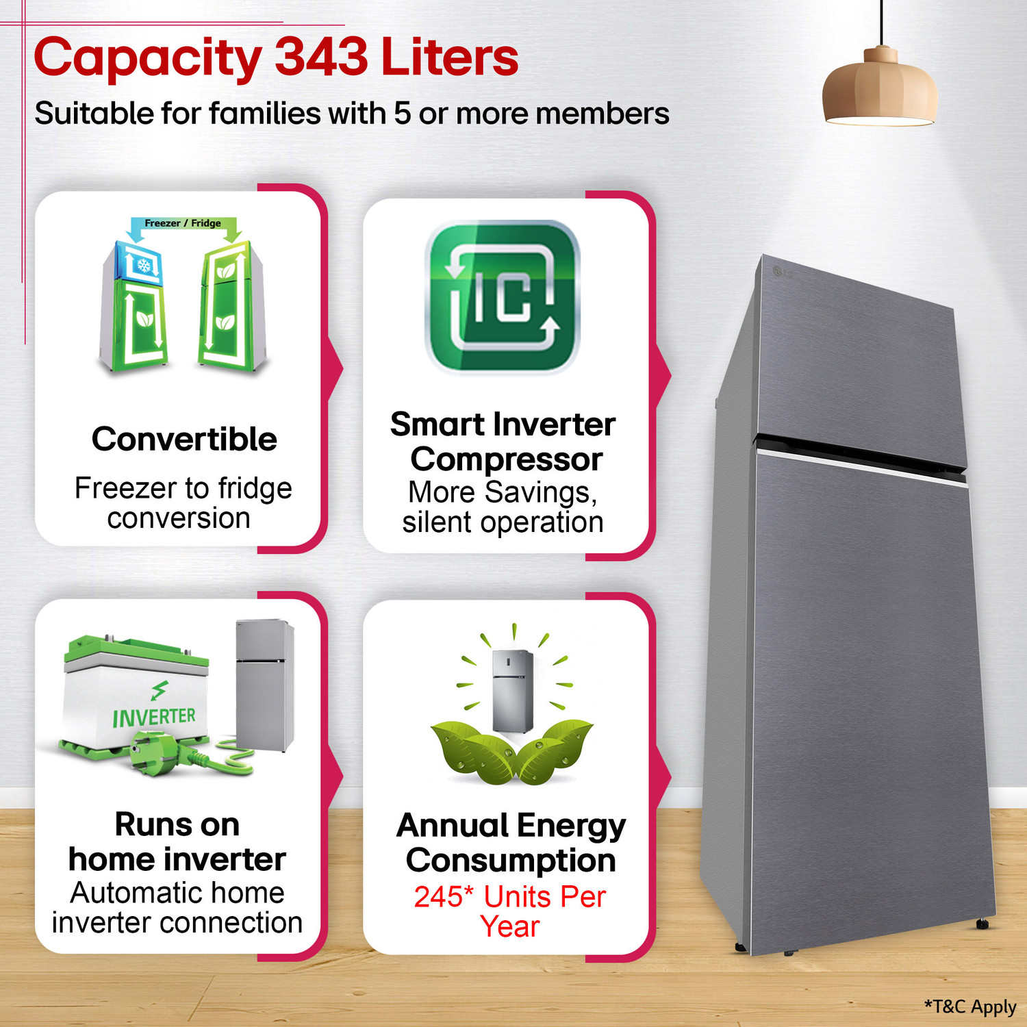 Image of LG 343 L Frost Free Double Door 2 Star Convertible Refrigerator with Convertible, Multi Air Flow, Express Freeze, diagnosis, Deodorizer, smart Inverter Compressor & 2026 Model