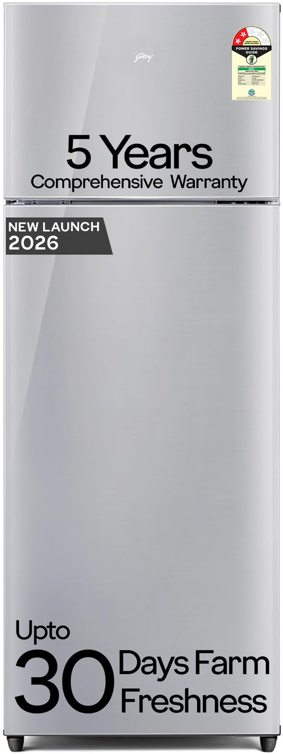 Image of Godrej 223 L Frost Free Double Door 2 Star Refrigerator with AI Powered 30 Days Farm Freshness Uniform 360 Cooling Inverter