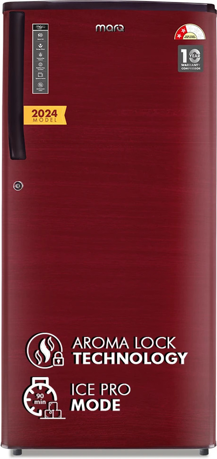 Image of MarQ by Flipkart 183 L Direct Cool Single Door 2 Star Refrigerator with Aroma Lock Technology & Toughened Glass Shelves