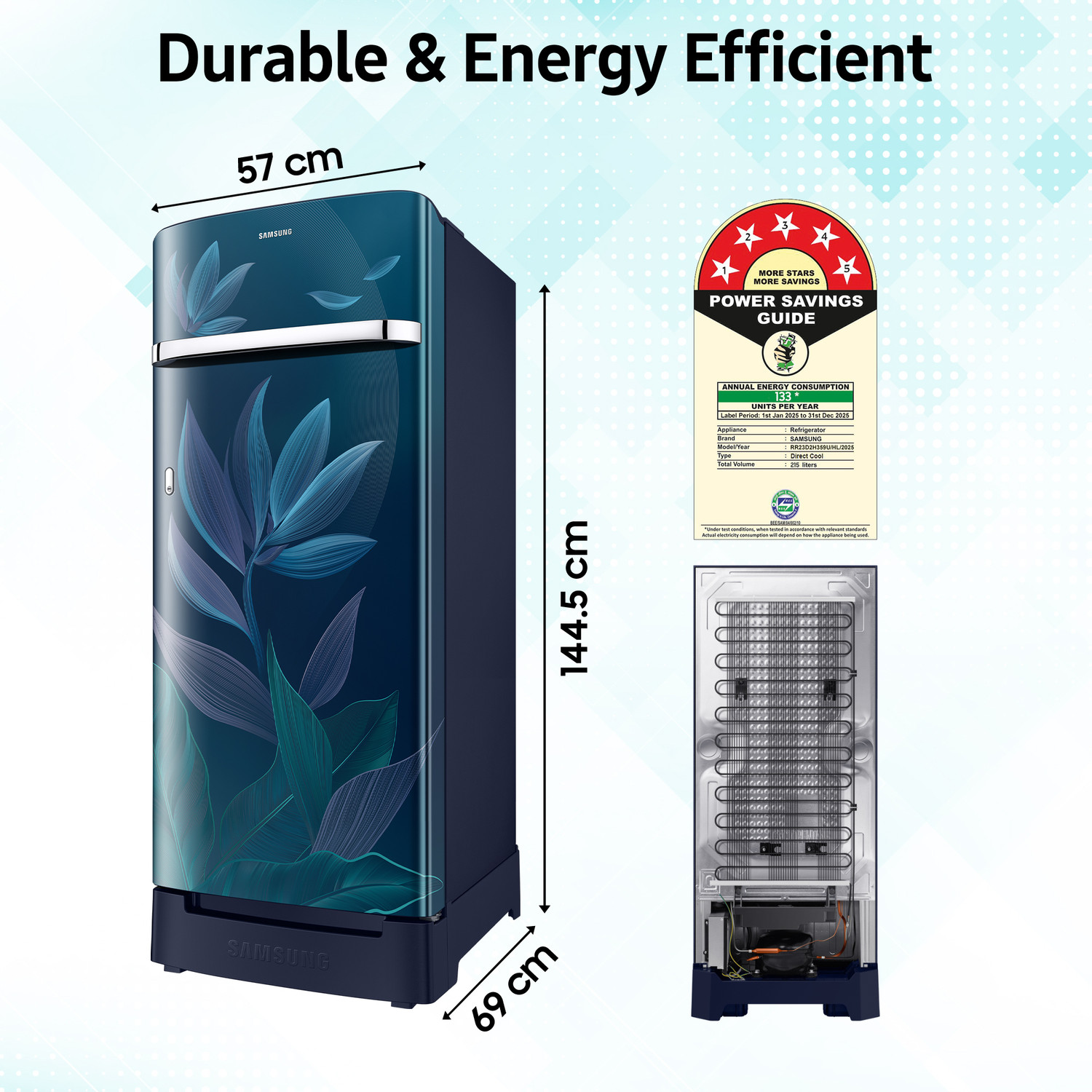 Image of Samsung 215 L Direct Cool Single Door 5 Star Refrigerator with Digital Inverter