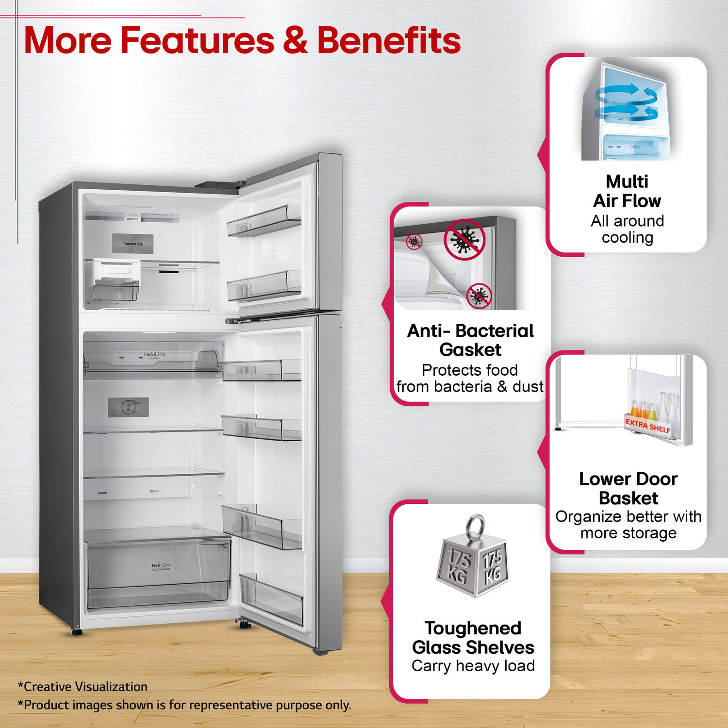 Image of LG 380 L Frost Free Double Door 3 Star Convertible Refrigerator with smart Inverter Compressor, Wi-Fi Enabled, Multi Air Flow Cooling, Express Freeze, Convertible, diagnosis, Auto connect & 2026 Model