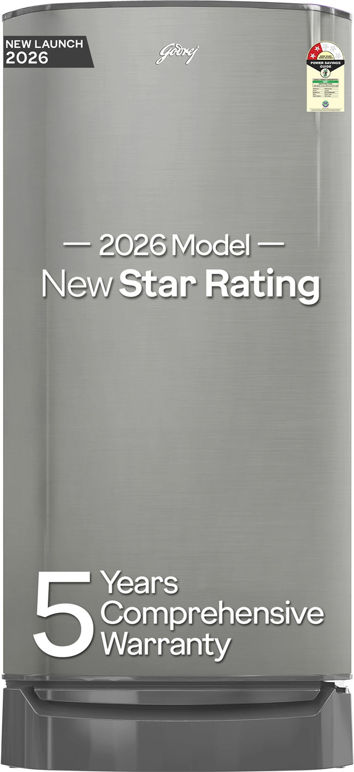 Image of Godrej 183 L Direct Cool Single Door 2 Star Refrigerator with Base Drawer with 24 Days Farm Freshness 20L Jumbo Vegetable Tray Toughened Glass Shelves 2.5L Bottle Space