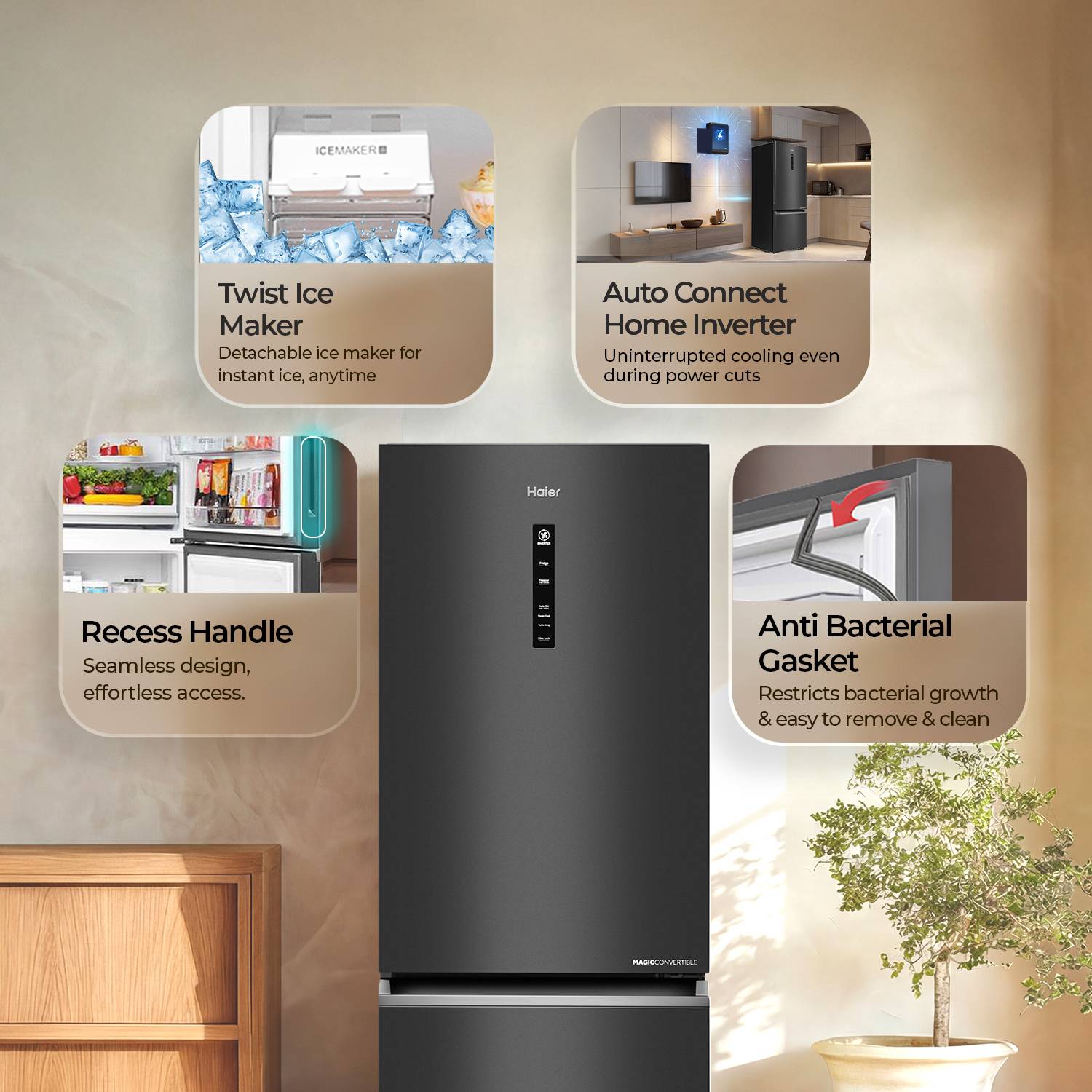 Haier 355L Frost Free Double Door Refrigerator - Image 4